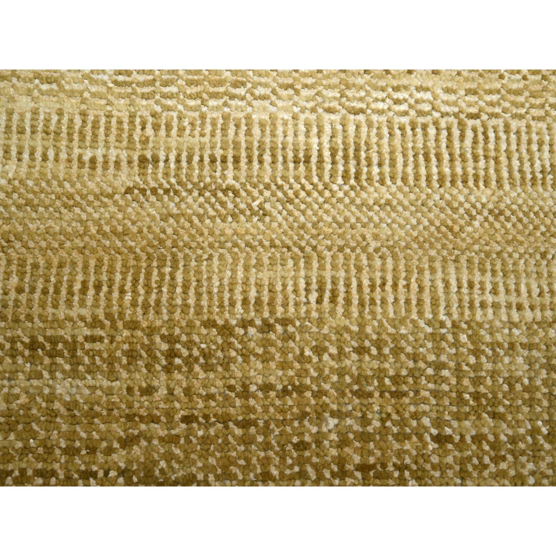 9'x12'1" Shades of Brown, Wool and Silk, Hand Knotted, Modern Grass Design, Tone on Tone, Lush and Plush, Oriental Rug Sh83240