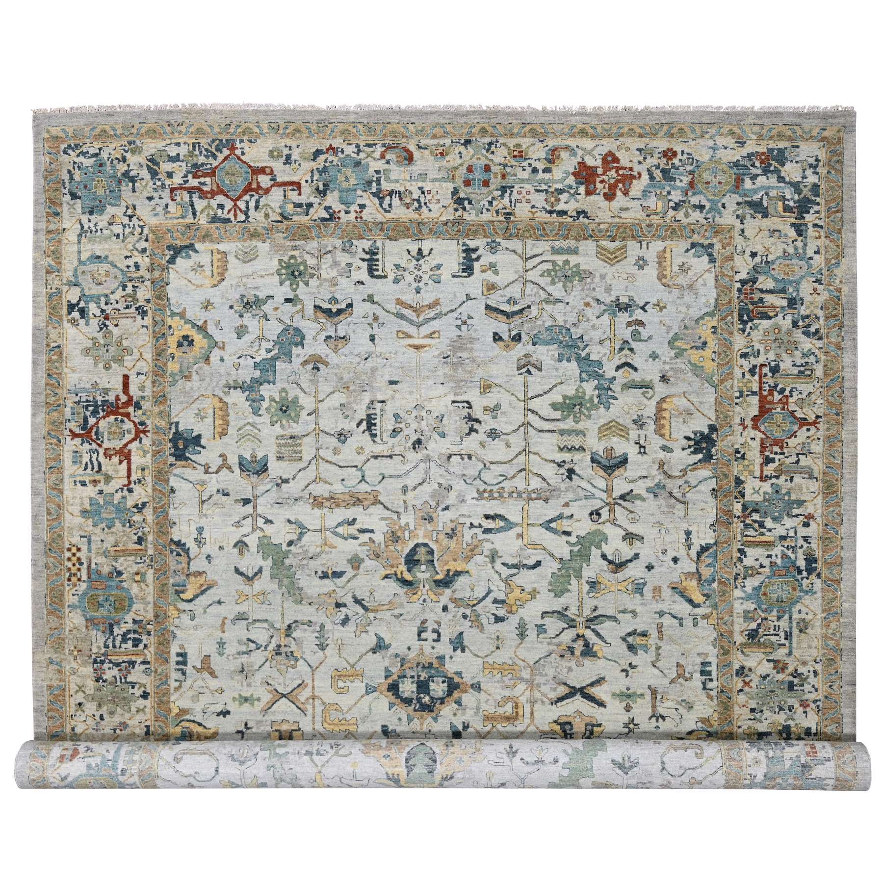  Wool Hand-Knotted Area Rug 9'9