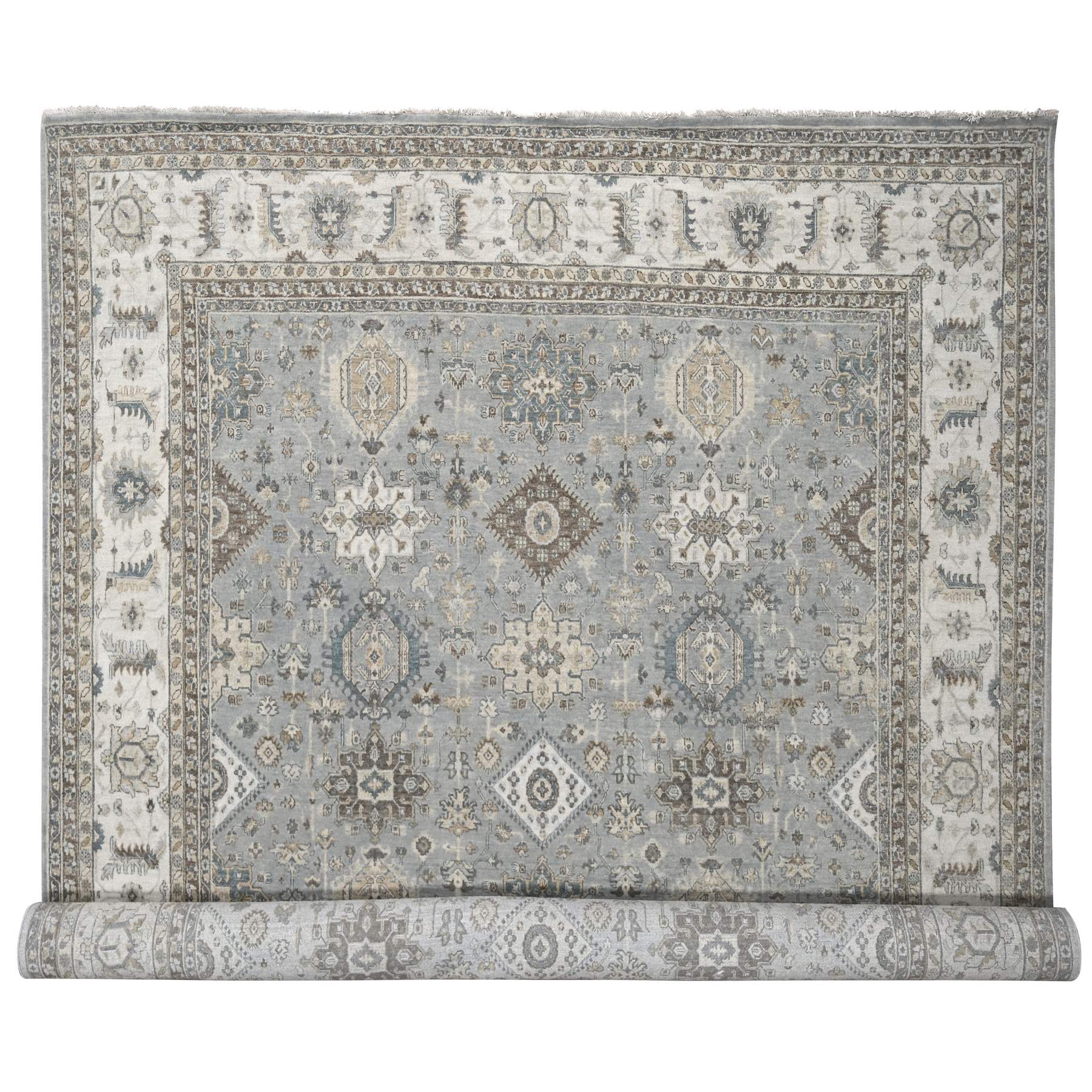  Wool Hand-Knotted Area Rug 12'1