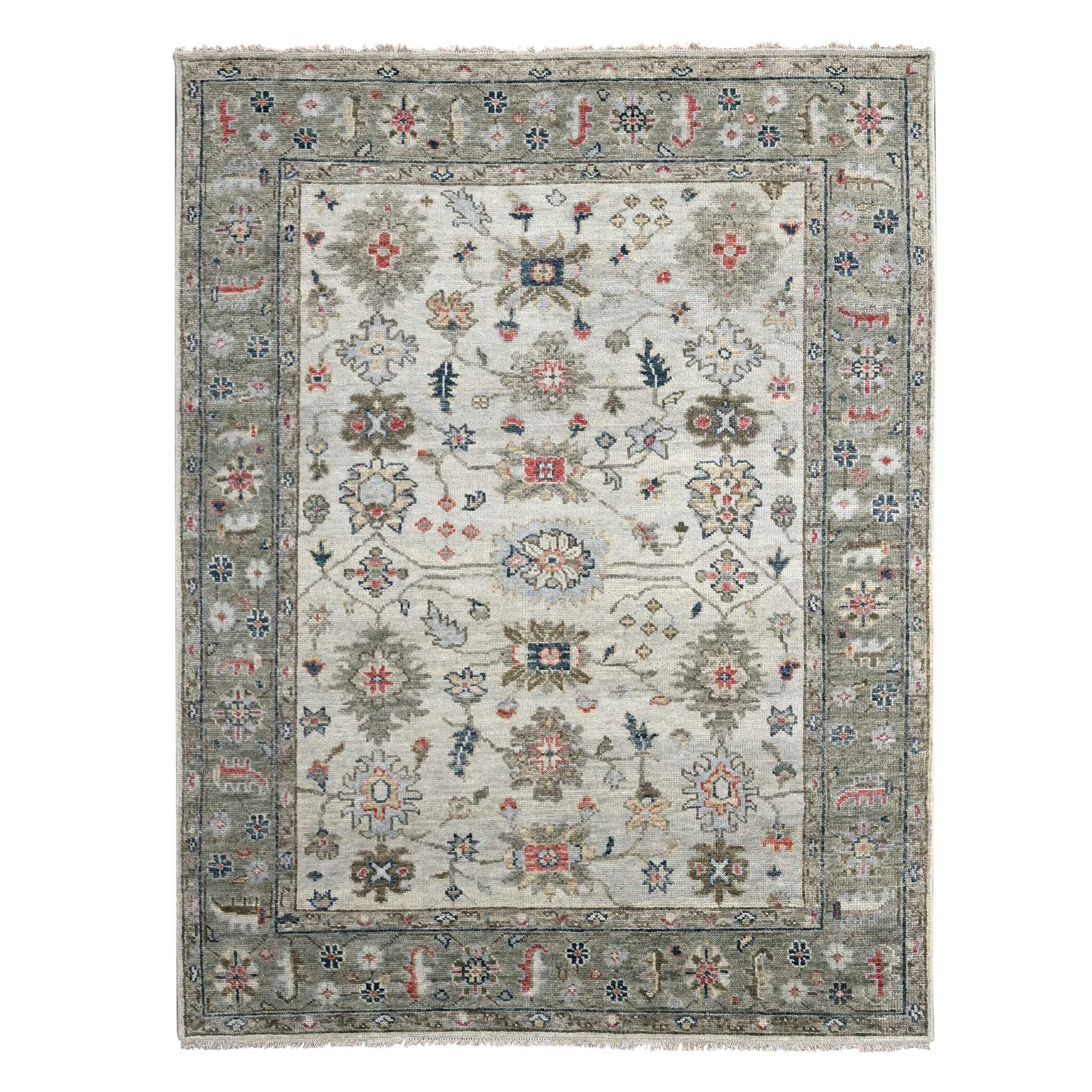 transitional Wool Hand-Knotted Area Rug 7'10