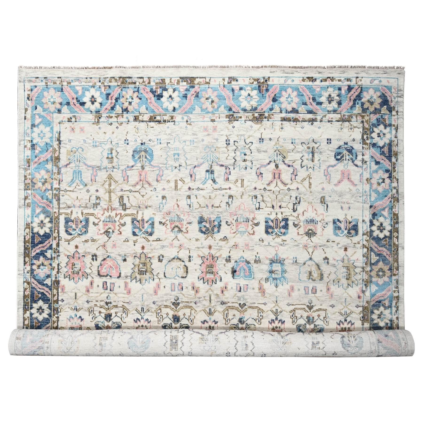 transitional Wool Hand-Knotted Area Rug 12'1