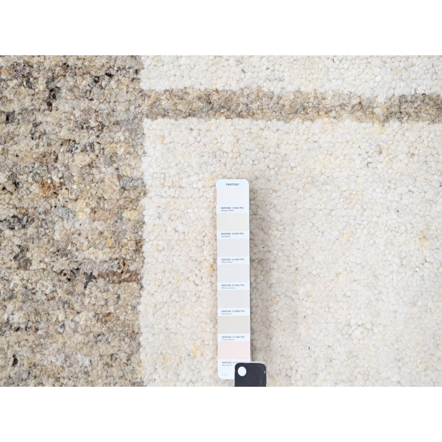 12'1"x17'10" Earth Tone Colors, Soft and Vibrant Pile, Sustainable, Hand Knotted, Undyed  Natural Abrash, Thick Chunky Texture, 100% Wool, Oversize, Tone on Tone, Oriental Rug Sh84453