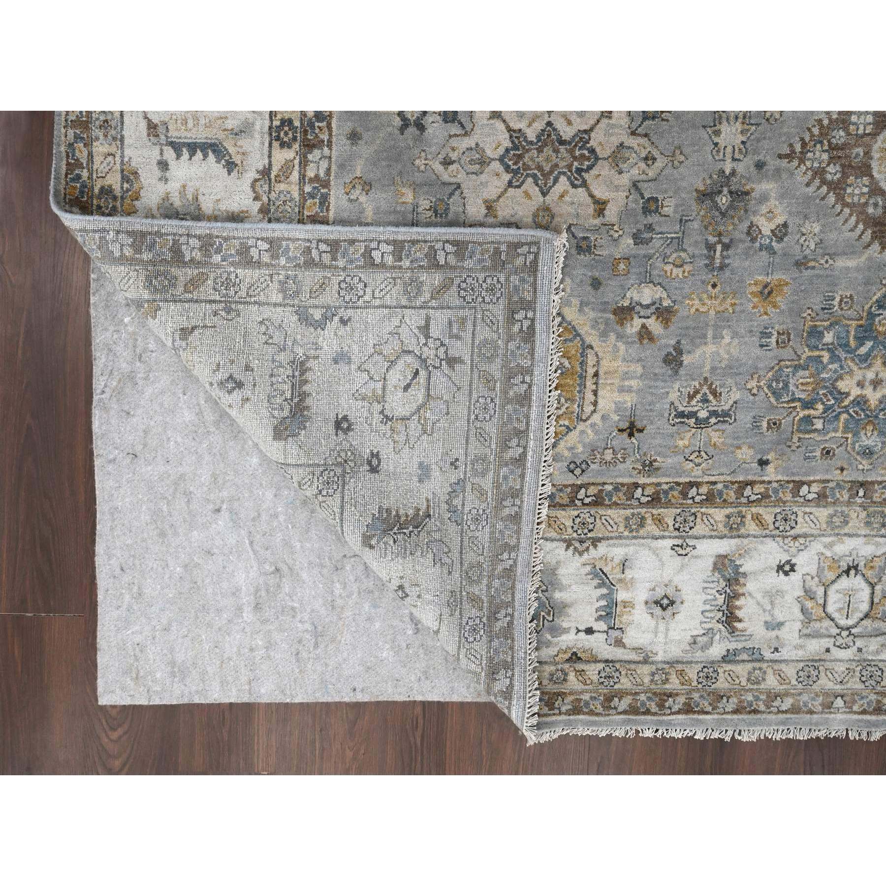 10'x13'9" Rainer Gray and Heron White, Karajeh All Over Geometric Design, Hand Knotted, Natural Dyes, 100% Wool, Oriental Rug Sh84847