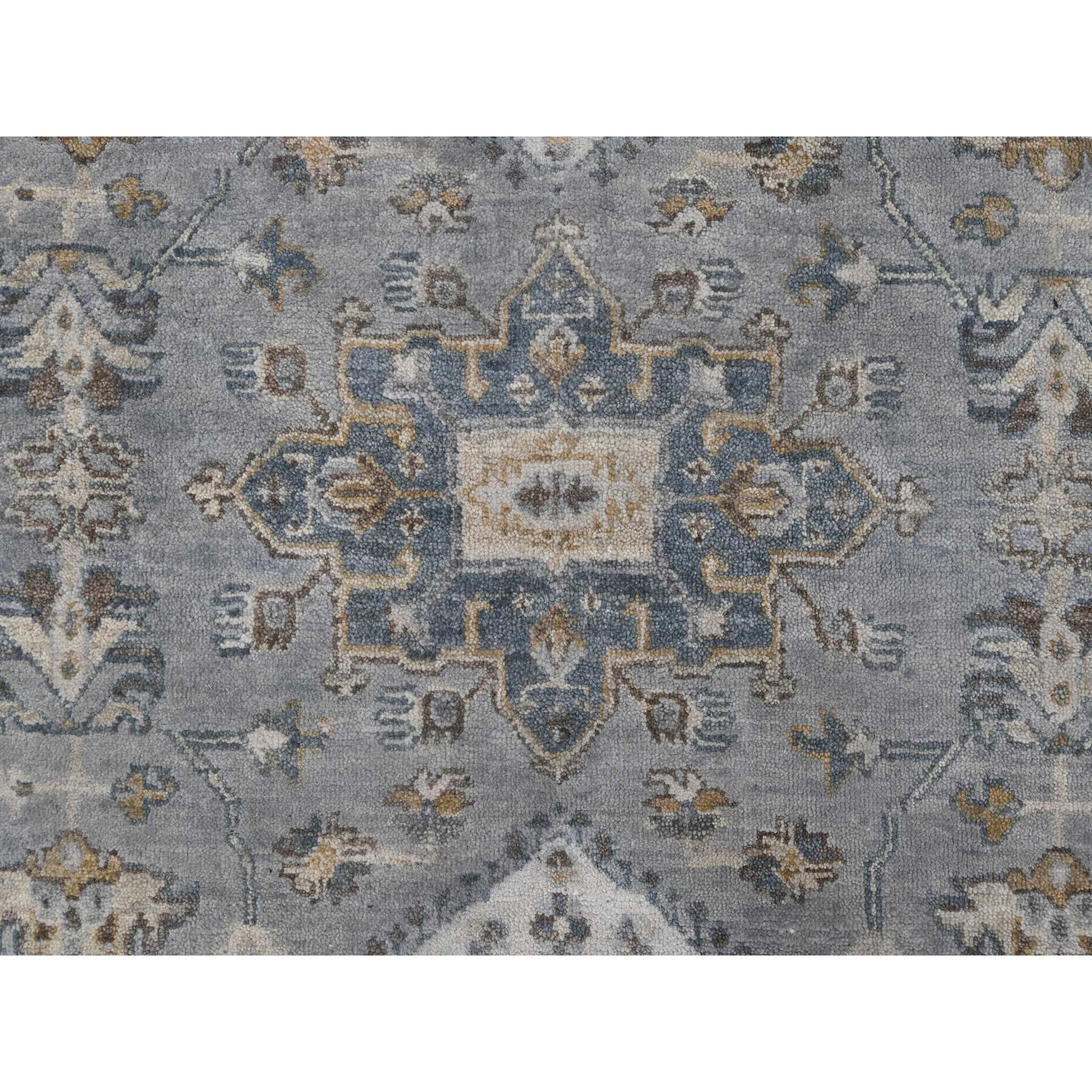 10'x13'9" Rainer Gray and Heron White, Karajeh All Over Geometric Design, Hand Knotted, Natural Dyes, 100% Wool, Oriental Rug Sh84847