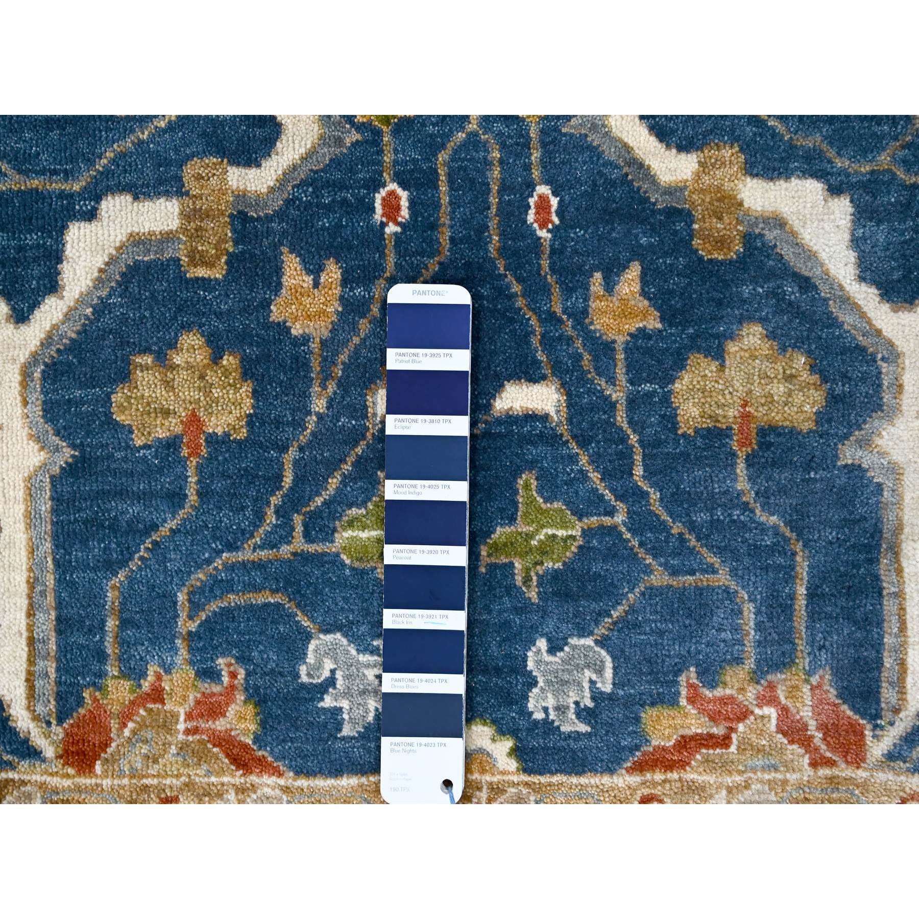 2'x3' Eclipse Blue, Sample Fragment Of Sultanabad, Hand Knotted, 100% Wool All Over Design, Mat Oriental Rug Sh84955