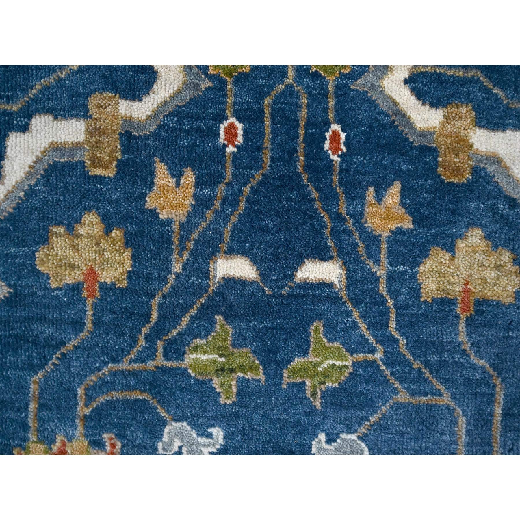 2'x3' Eclipse Blue, Sample Fragment Of Sultanabad, Hand Knotted, 100% Wool All Over Design, Mat Oriental Rug Sh84955