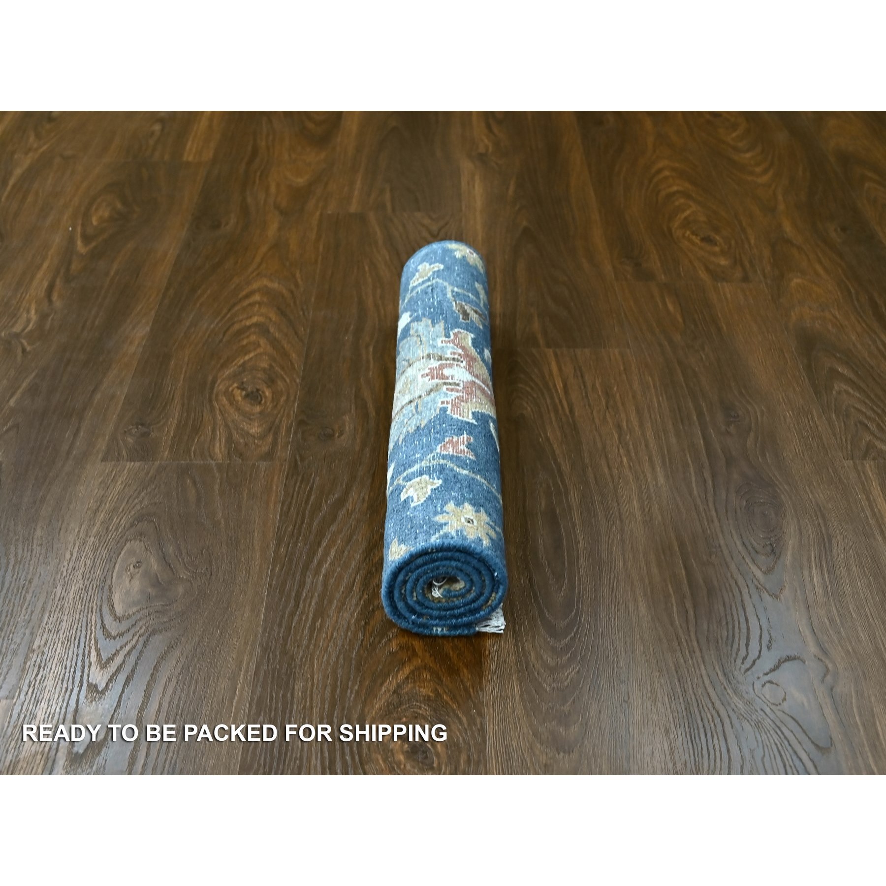 2'x3' Eclipse Blue, Sample Fragment Of Sultanabad, Hand Knotted, 100% Wool All Over Design, Mat Oriental Rug Sh84955