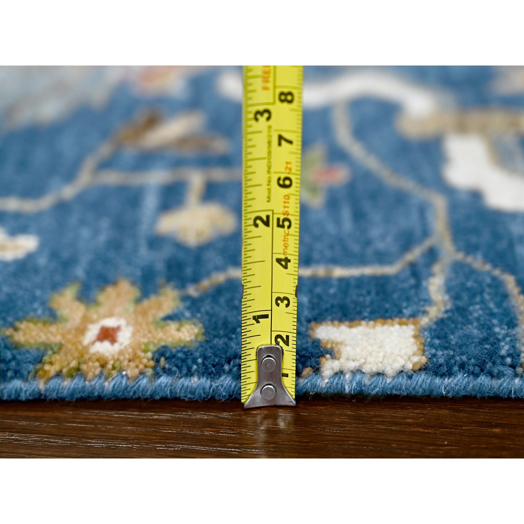 2'x3' Eclipse Blue, Sample Fragment Of Sultanabad, Hand Knotted, 100% Wool All Over Design, Mat Oriental Rug Sh84955