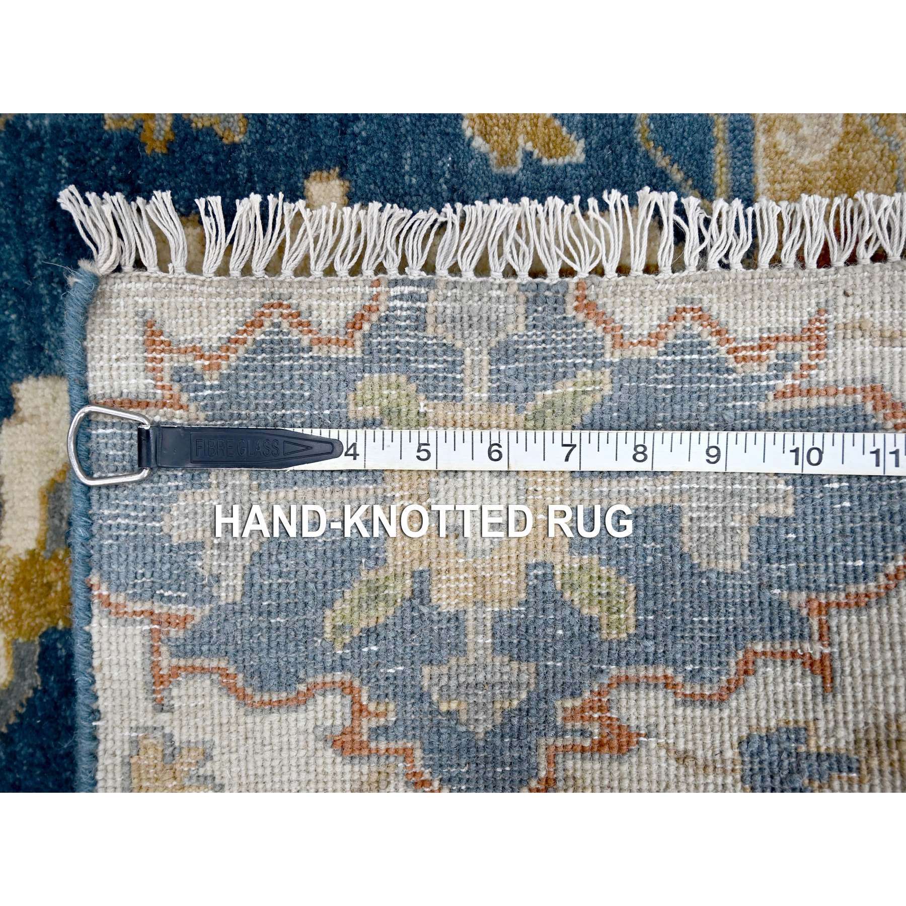 2'x3' Eclipse Blue, Sample Fragment Of Sultanabad, Hand Knotted, 100% Wool All Over Design, Mat Oriental Rug Sh84955