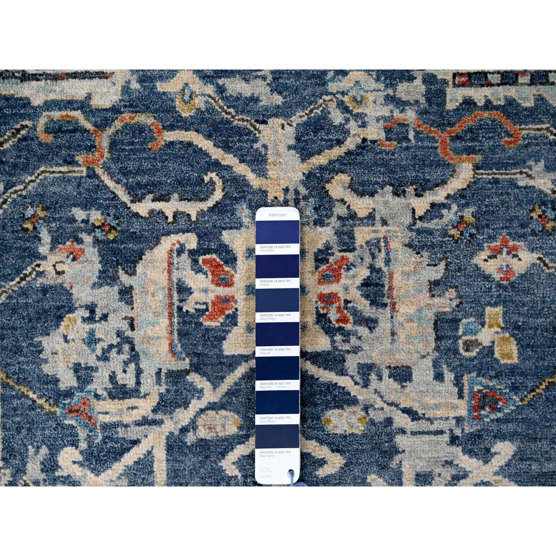 8'x9'9" Meditative Blue, Densely Woven, Broken and Erased Hand Knotted Persian Heriz All Over Design With Soft Color Palette, Shiny Wool, Oriental Rug Sh84971