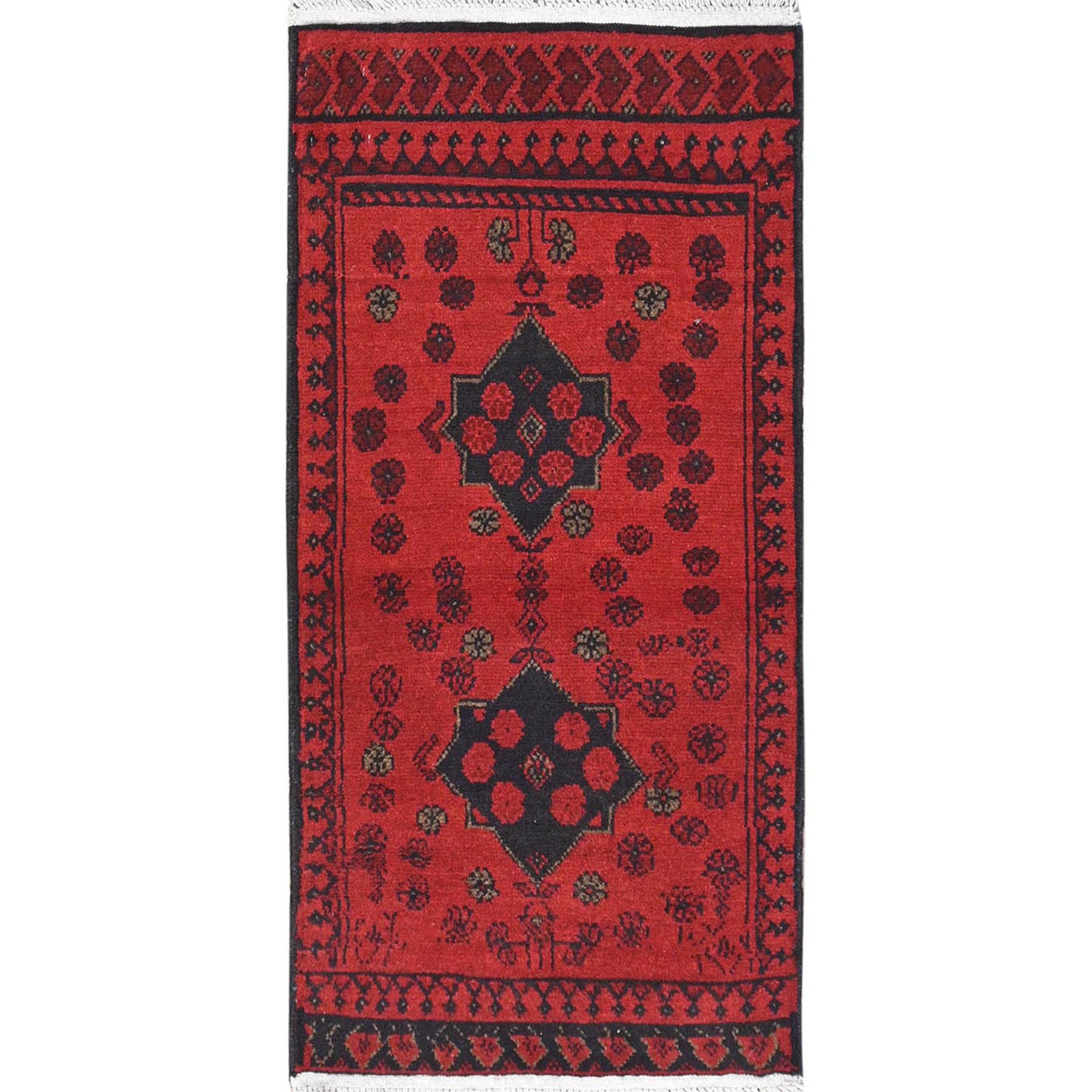 traditional Wool Hand-Knotted Area Rug 1'7