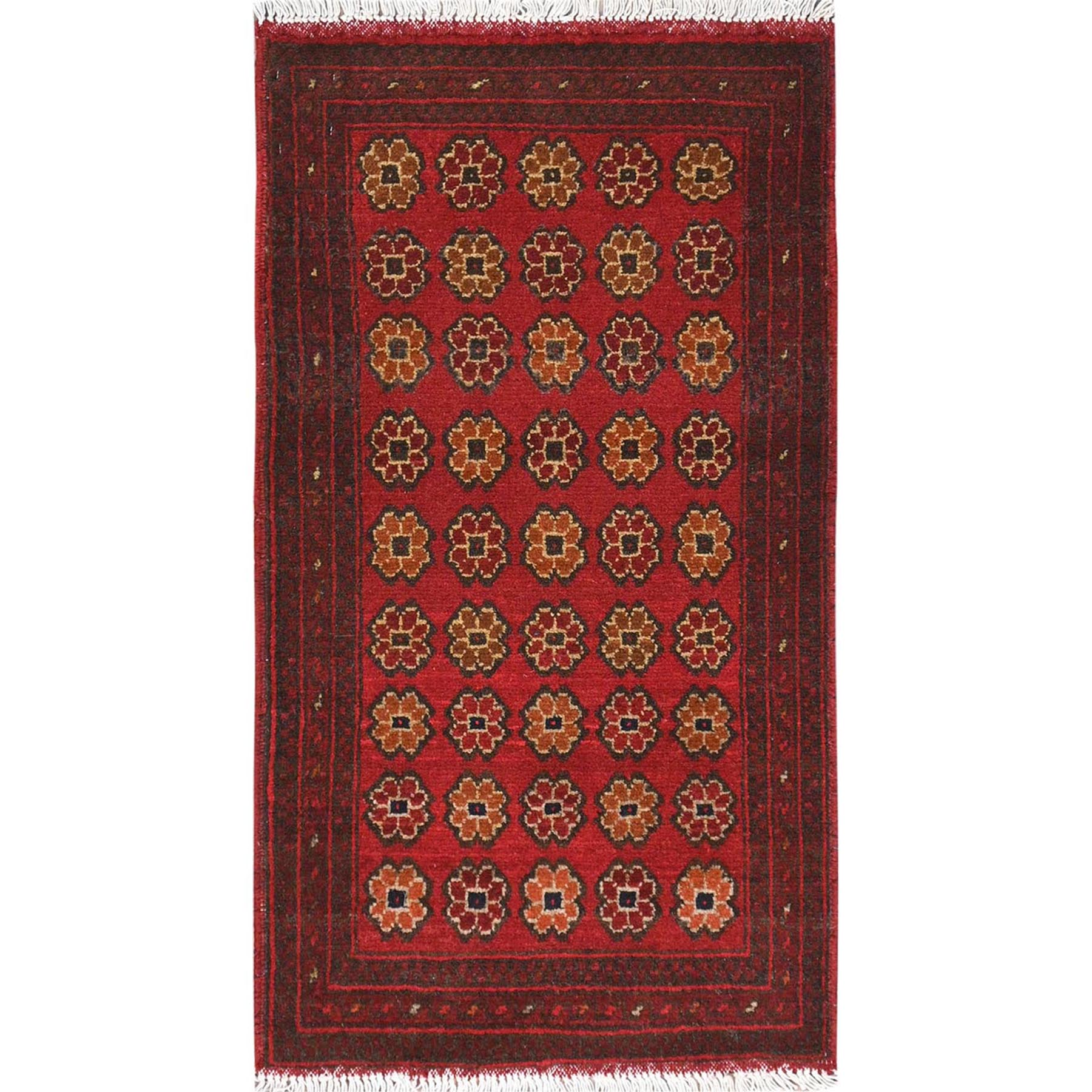 traditional Wool Hand-Knotted Area Rug 1'10