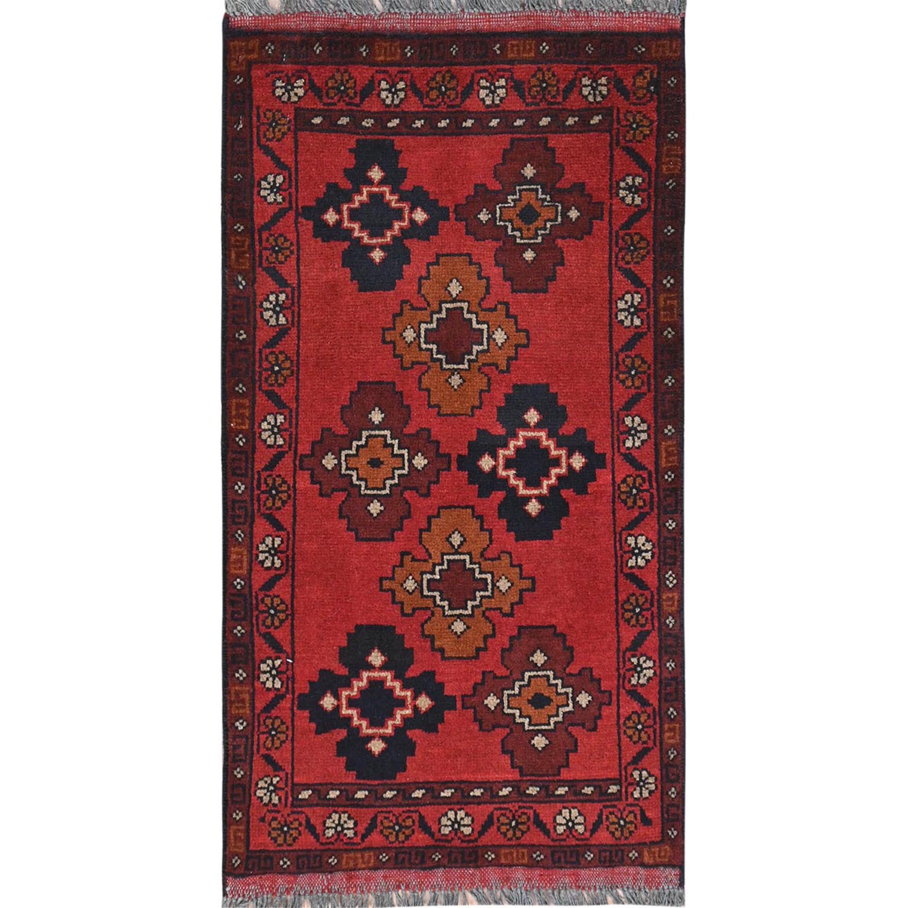 traditional Wool Hand-Knotted Area Rug 1'10