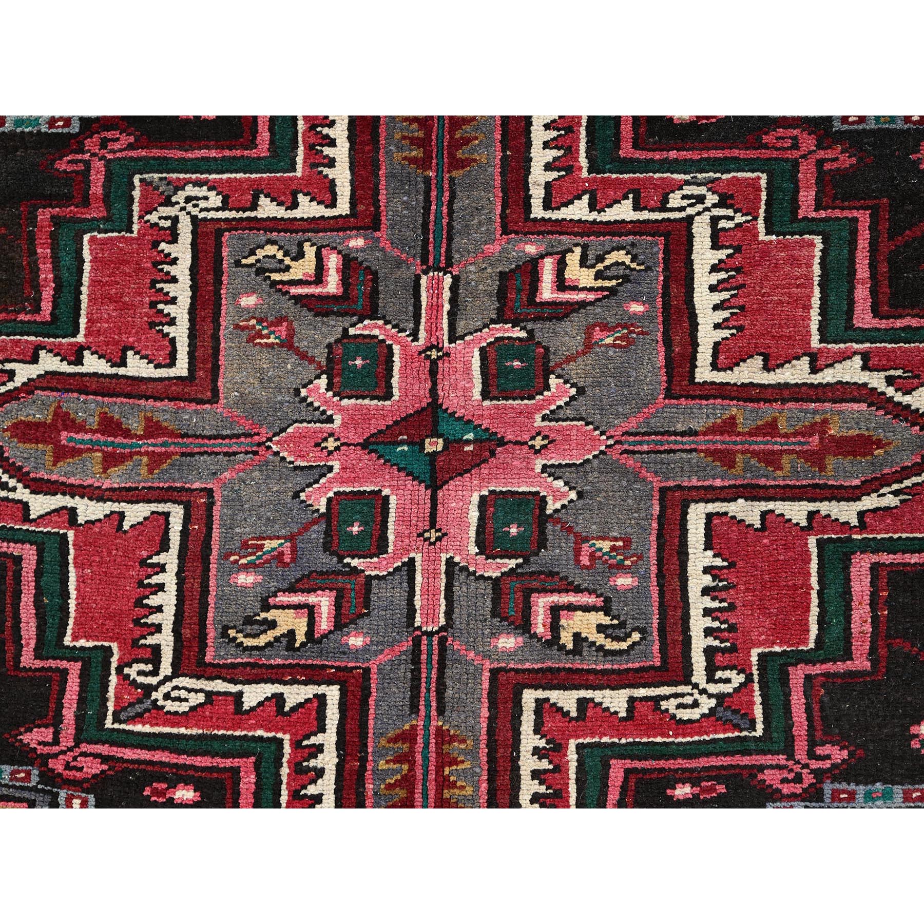7'10"x11'5" Imperial Red, Pure Wool, Hand Knotted, Semi Antique Bohemian Persian Heriz, Good Condition, Rustic Feel, Sides and Ends Professionally Secured, Cleaned, Oriental Rug Sh85317