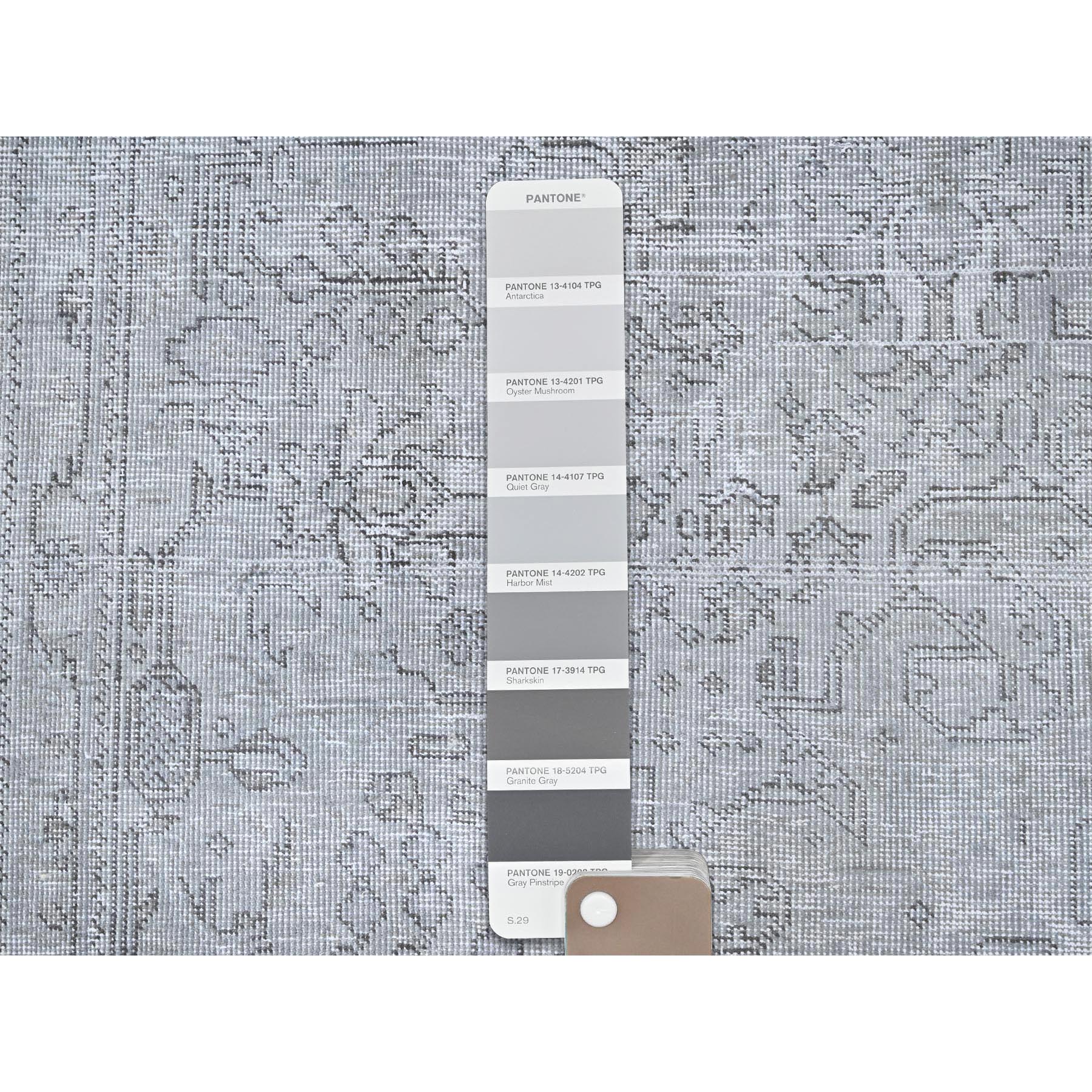 6'6"x9' Ash Gray, Vintage Persian Tabriz, Distressed, Sheared Low, Soft Wool, Hand Knotted, Oriental Rug Sh85396