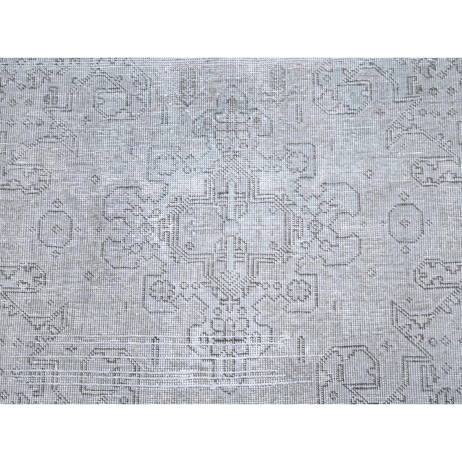 6'6"x9' Ash Gray, Vintage Persian Tabriz, Distressed, Sheared Low, Soft Wool, Hand Knotted, Oriental Rug Sh85396