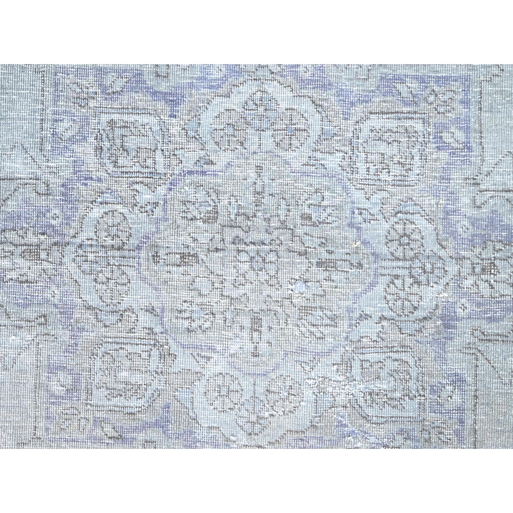 6'9"x9'10" Blue Gray, Hand Knotted, Vintage Persian Tabriz, Distressed Look, Cropped Thin, Pure Wool, Oriental Rug Sh85397