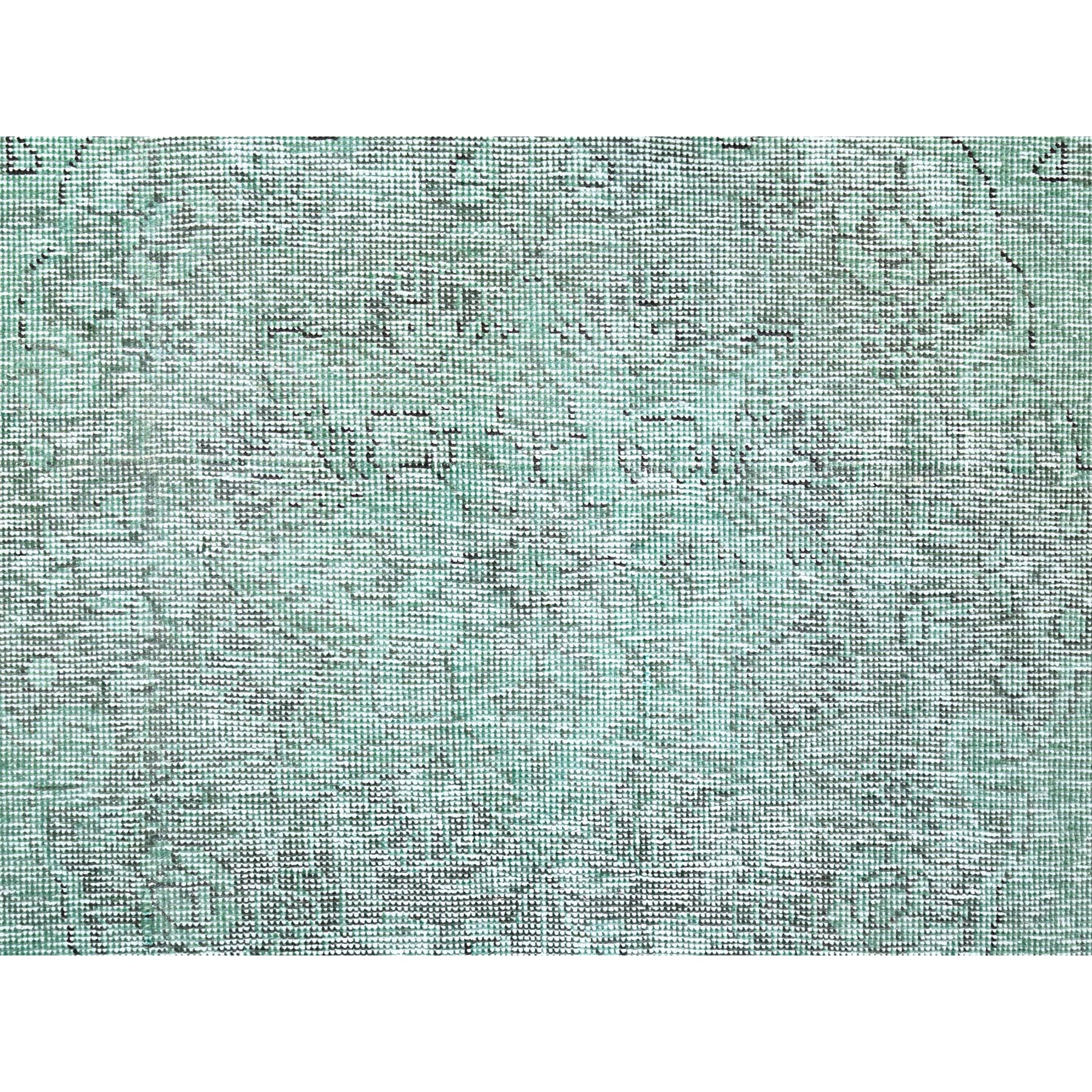 6'2"x9'3" Celadon Green, Overdyed, Worn Wool, Hand Knotted, Vintage Persian Tabriz, Distressed Feel, Worn Down, Oriental Rug Sh85398