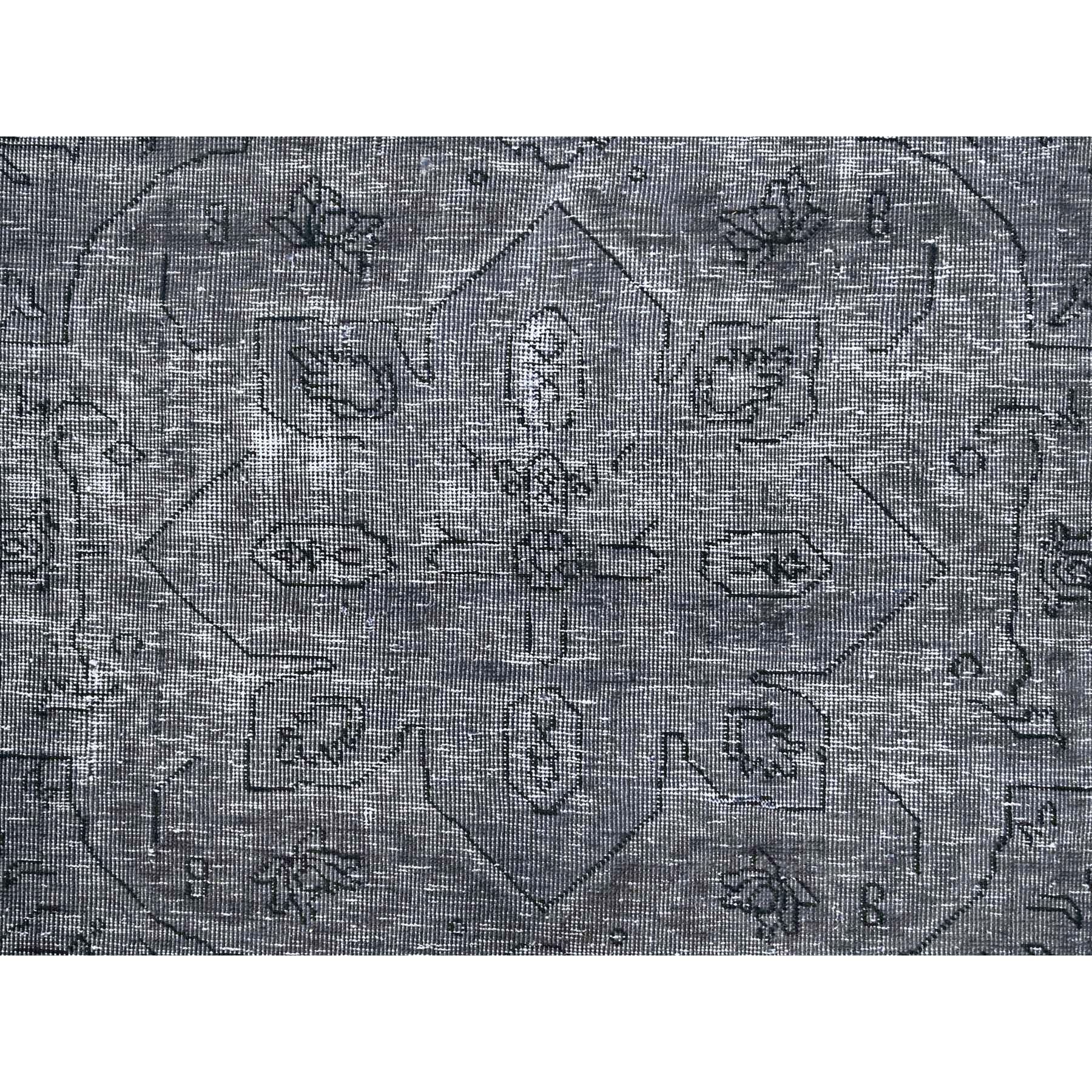 6'6"x9'6" Slate Gray, Sheared Low, Overdyed, Worn Wool, Hand Knotted, Vintage Persian Tabriz, Distressed Look, Oriental Rug Sh85399