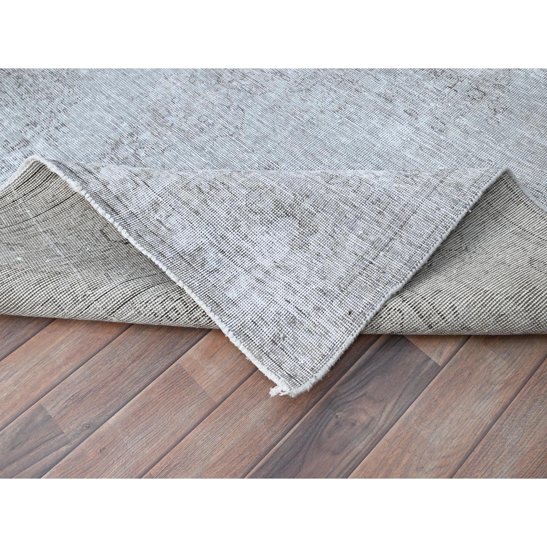 6'6"x9'6" Laid Gray, Vintage Persian Tabriz, Distressed Look, Sheared Low, Worn Wool, Hand Knotted, Oriental Rug Sh85402
