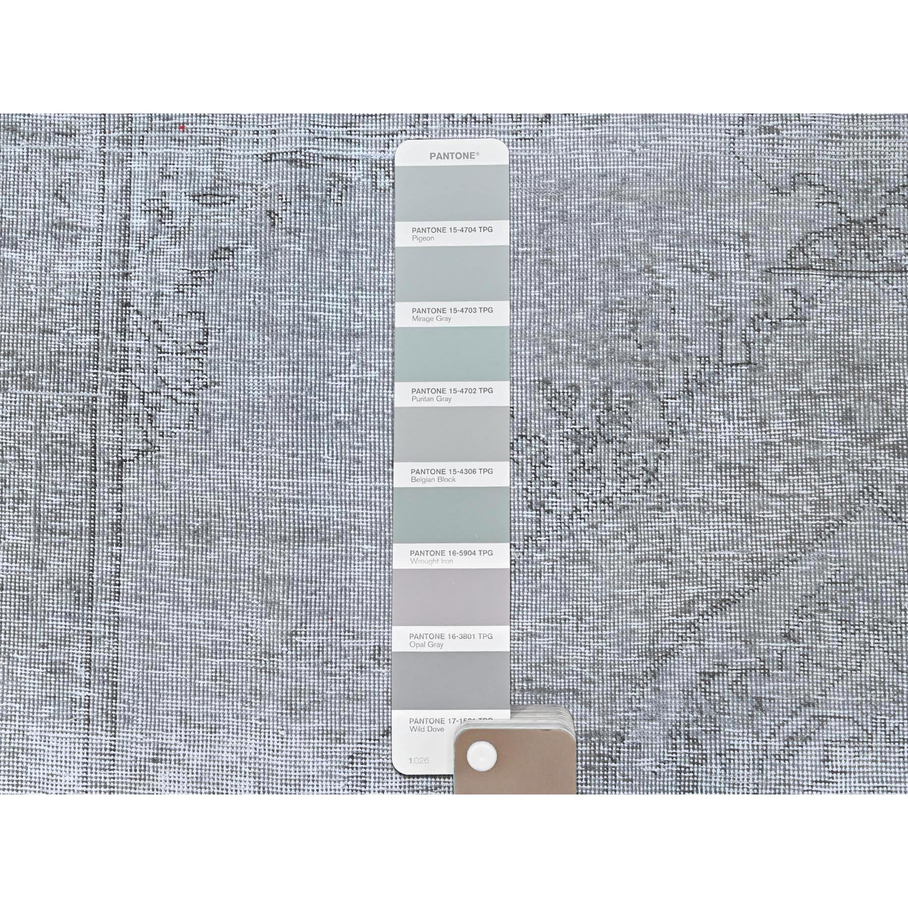 6'6"x9'6" Laid Gray, Vintage Persian Tabriz, Distressed Look, Sheared Low, Worn Wool, Hand Knotted, Oriental Rug Sh85402