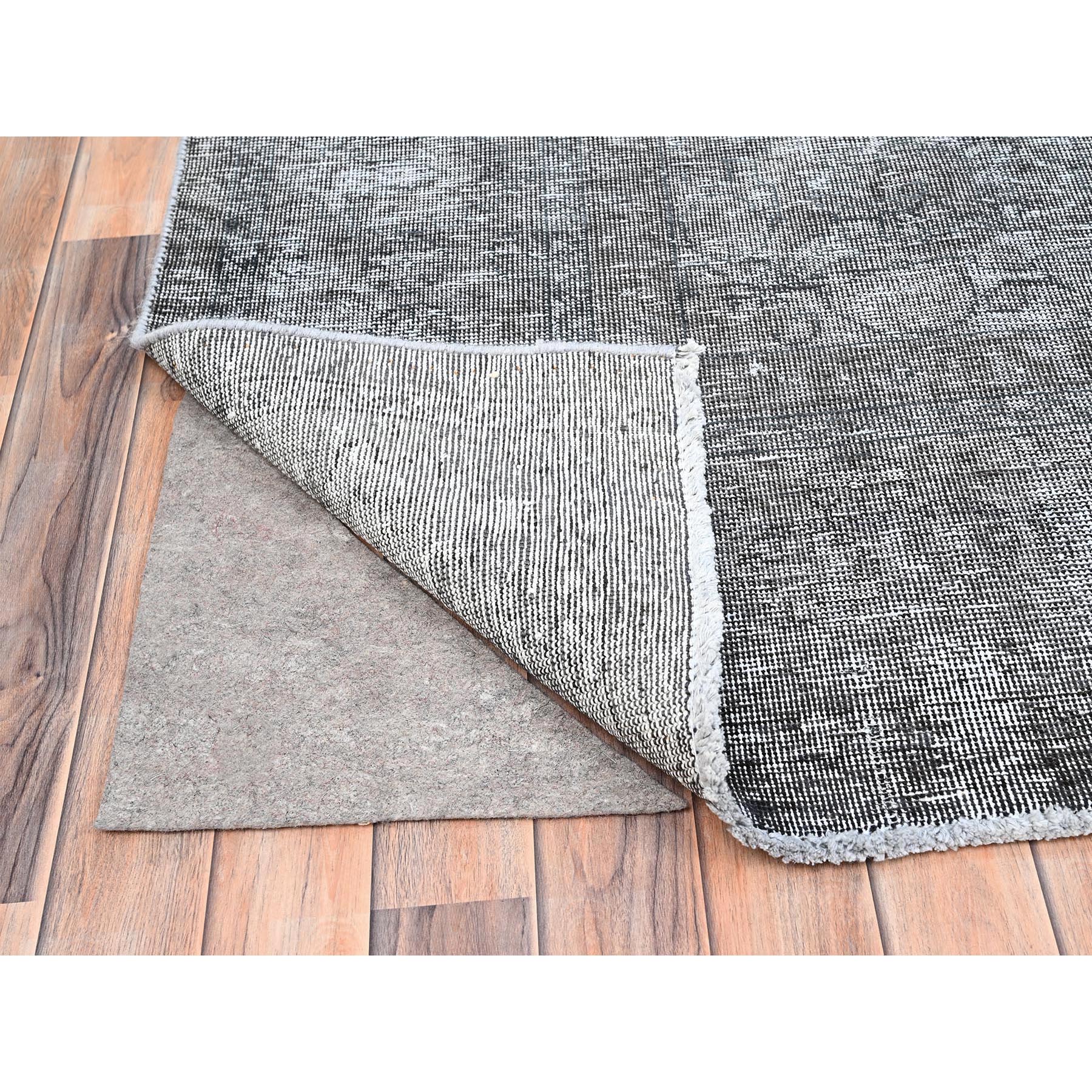 9'4"x12'10" Thunder Gray, Vintage Persian Tabriz, Distressed, Cropped Thin, Overdyed, Worn Wool, Hand Knotted, Oriental Rug Sh85406