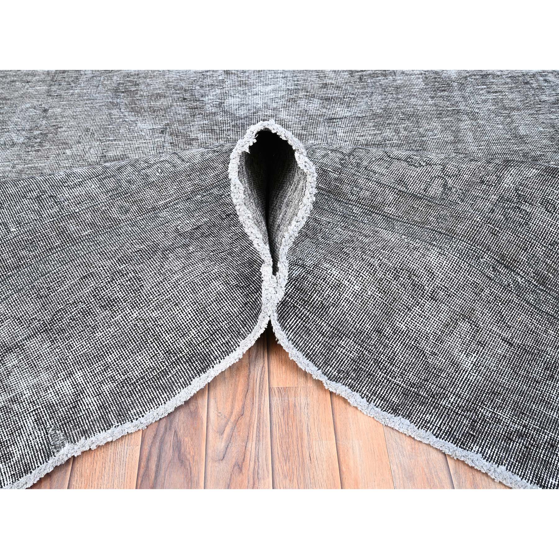 9'4"x12'10" Thunder Gray, Vintage Persian Tabriz, Distressed, Cropped Thin, Overdyed, Worn Wool, Hand Knotted, Oriental Rug Sh85406