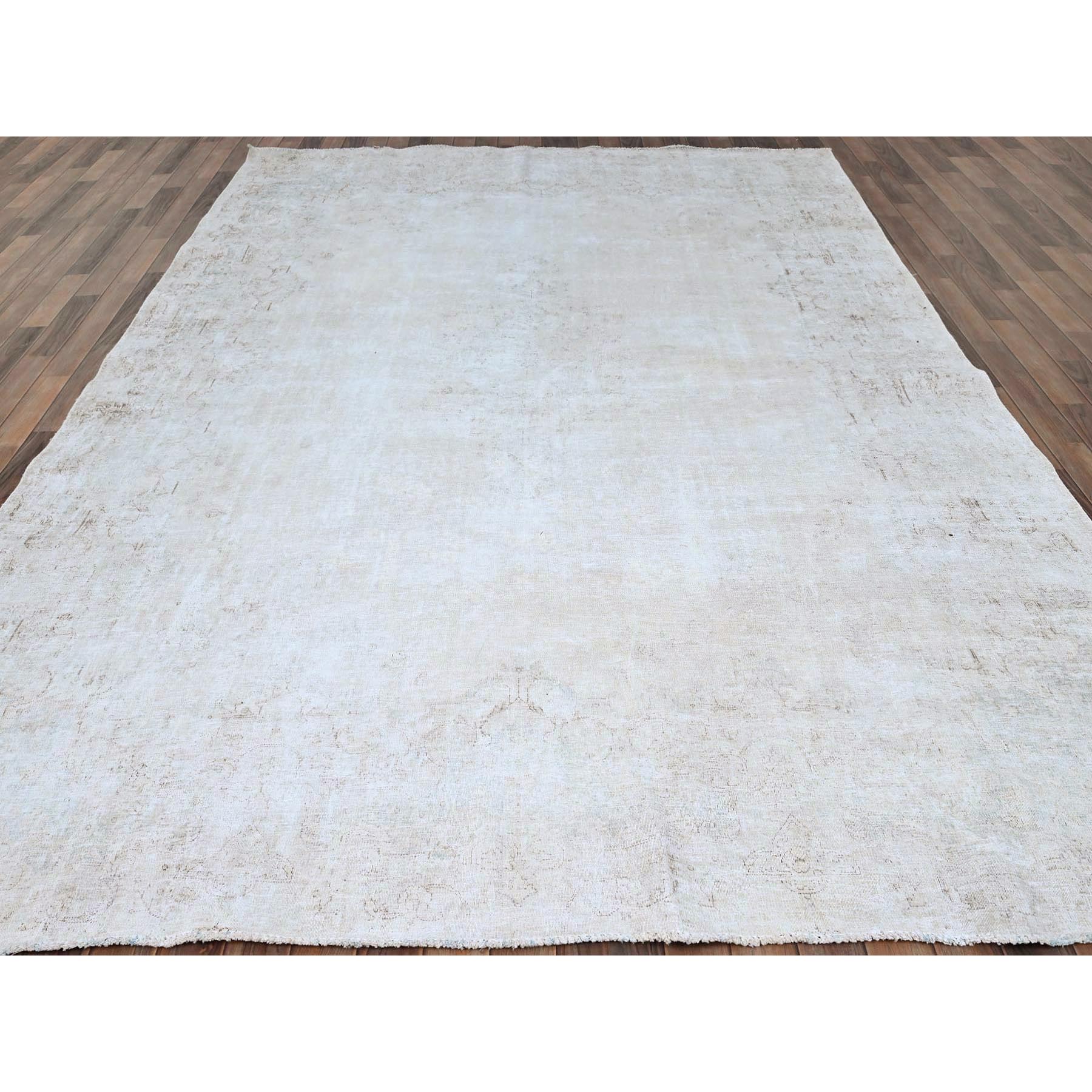 8'2"x11'8" Alice Blue, Vintage Persian Kerman, Evenly Worn, 100% Wool, Hand Knotted, Cleaned with Sides and Edges Professionally Secured, Oriental Rug Sh85523