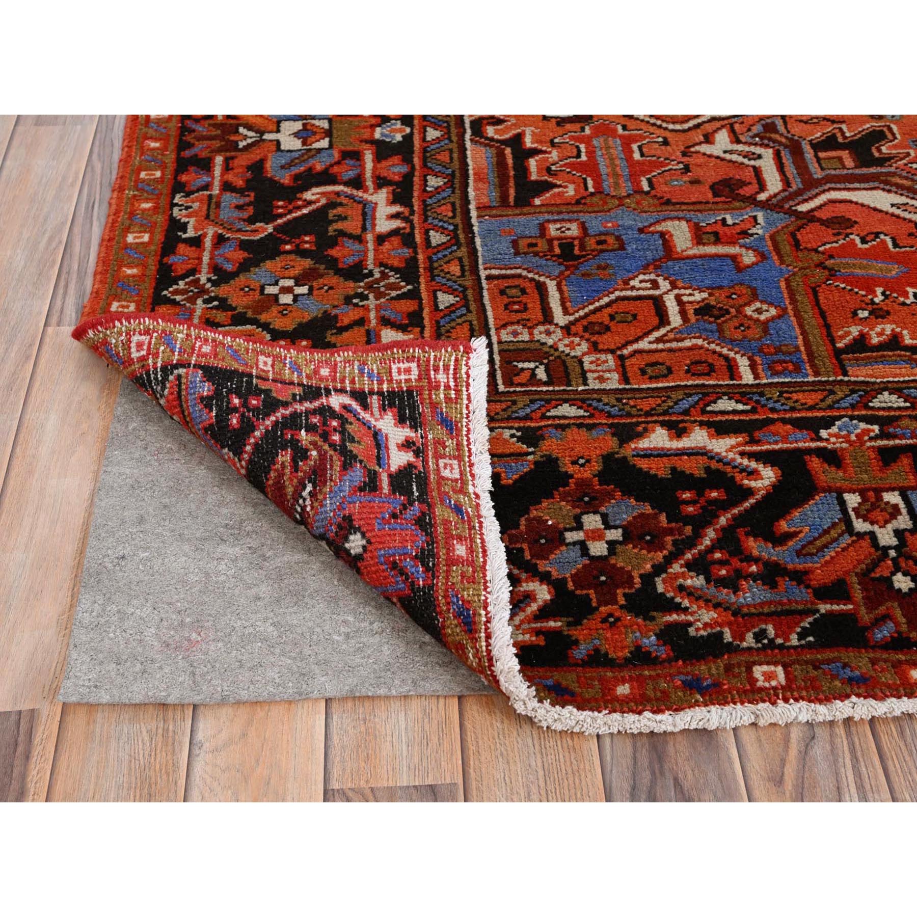 10'1"x13'2" Chili Red, Semi Antique Persian Heriz, Good Condition, Rustic Feel, Worn Wool, Hand Knotted, Oriental Rug Sh85589