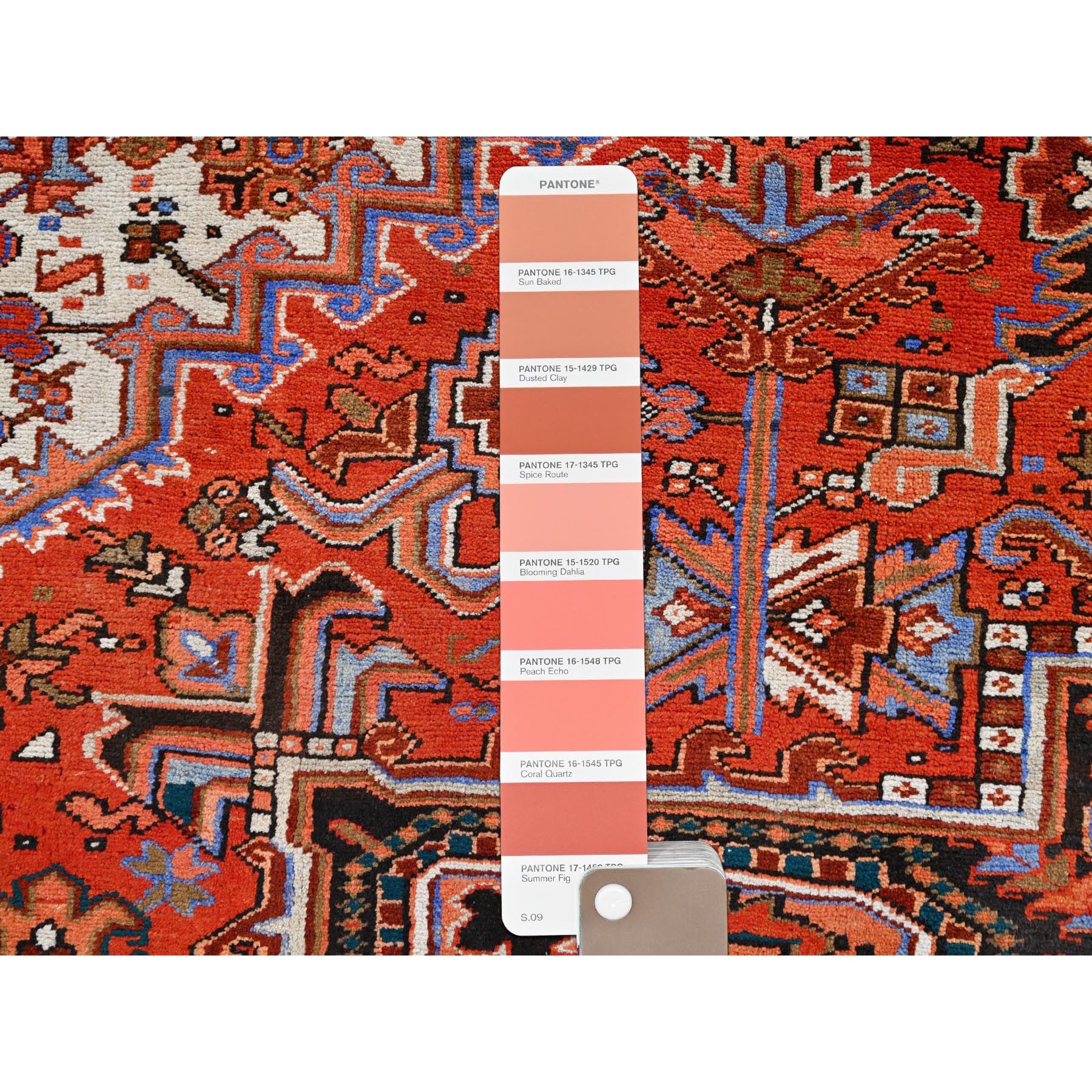 10'1"x13'2" Chili Red, Semi Antique Persian Heriz, Good Condition, Rustic Feel, Worn Wool, Hand Knotted, Oriental Rug Sh85589