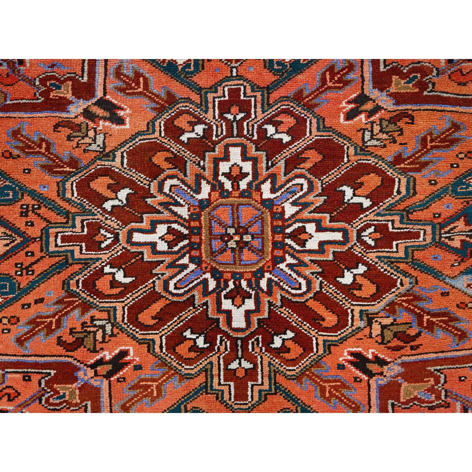 10'1"x13'2" Chili Red, Semi Antique Persian Heriz, Good Condition, Rustic Feel, Worn Wool, Hand Knotted, Oriental Rug Sh85589