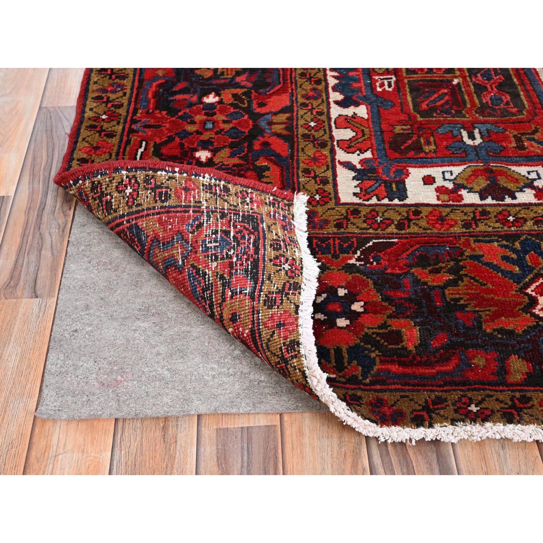 8'2"x11'10" Barn Red, Vintage Persian Heriz, Good Condition, Rustic Look, Worn Wool, Hand Knotted, Oriental Rug Sh85663
