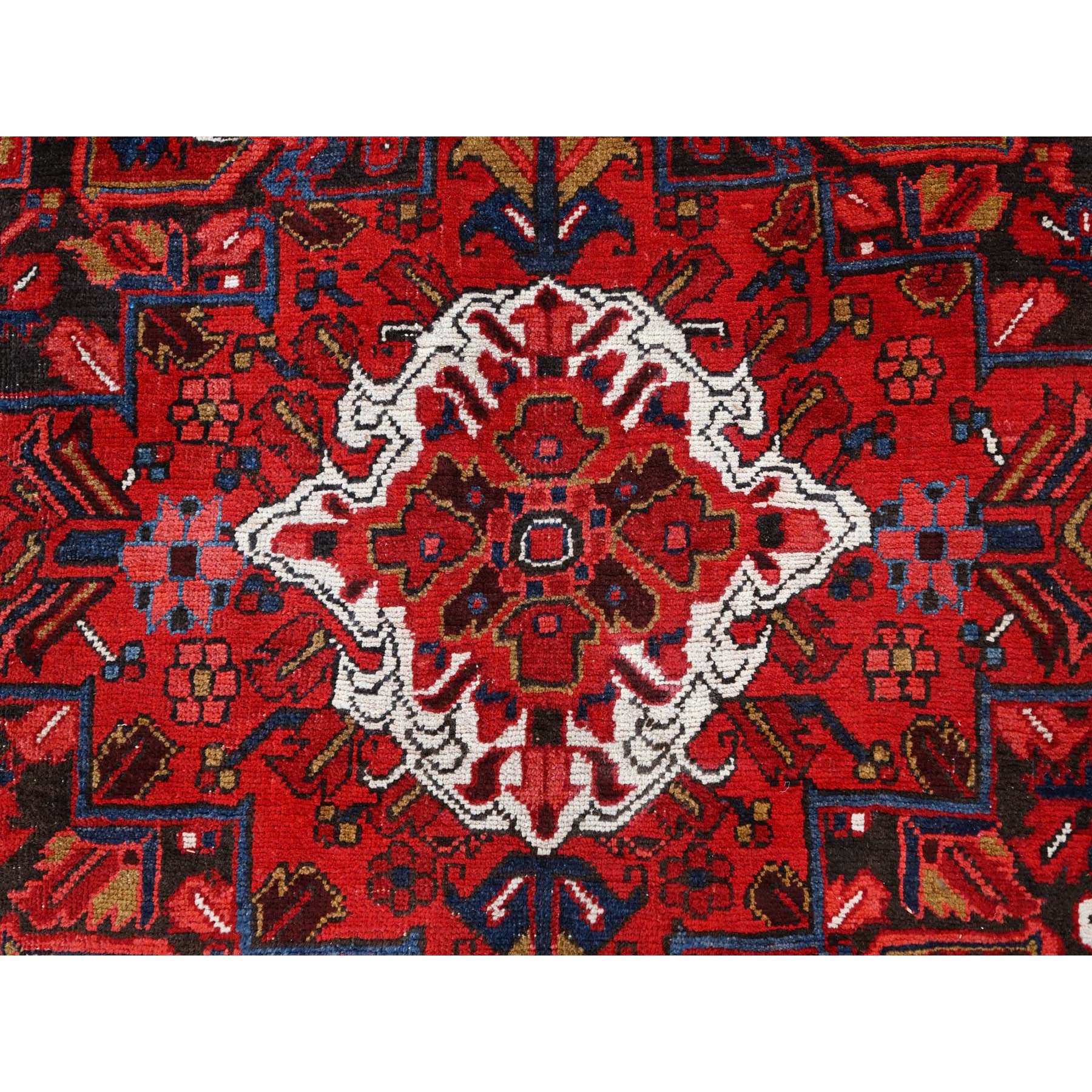 8'2"x11'10" Barn Red, Vintage Persian Heriz, Good Condition, Rustic Look, Worn Wool, Hand Knotted, Oriental Rug Sh85663