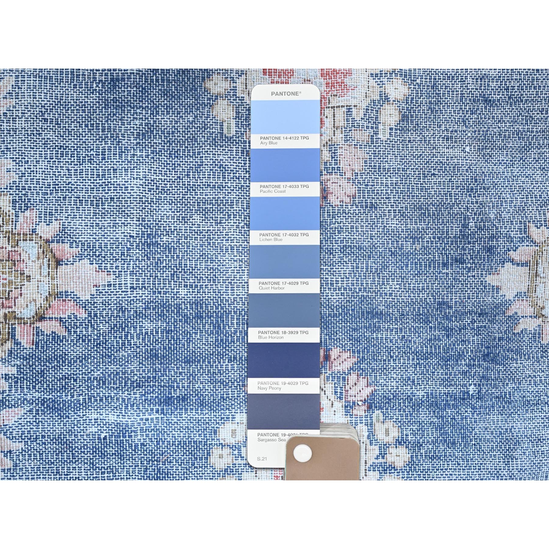 2'1"x11'9" Steel Blue, Pure Wool, Hand Knotted, Vintage Persian Kerman, Erased Design, Worn Down, Cleaned with Sides and Edges Professionally Secured, Runner Oriental Rug Sh85779