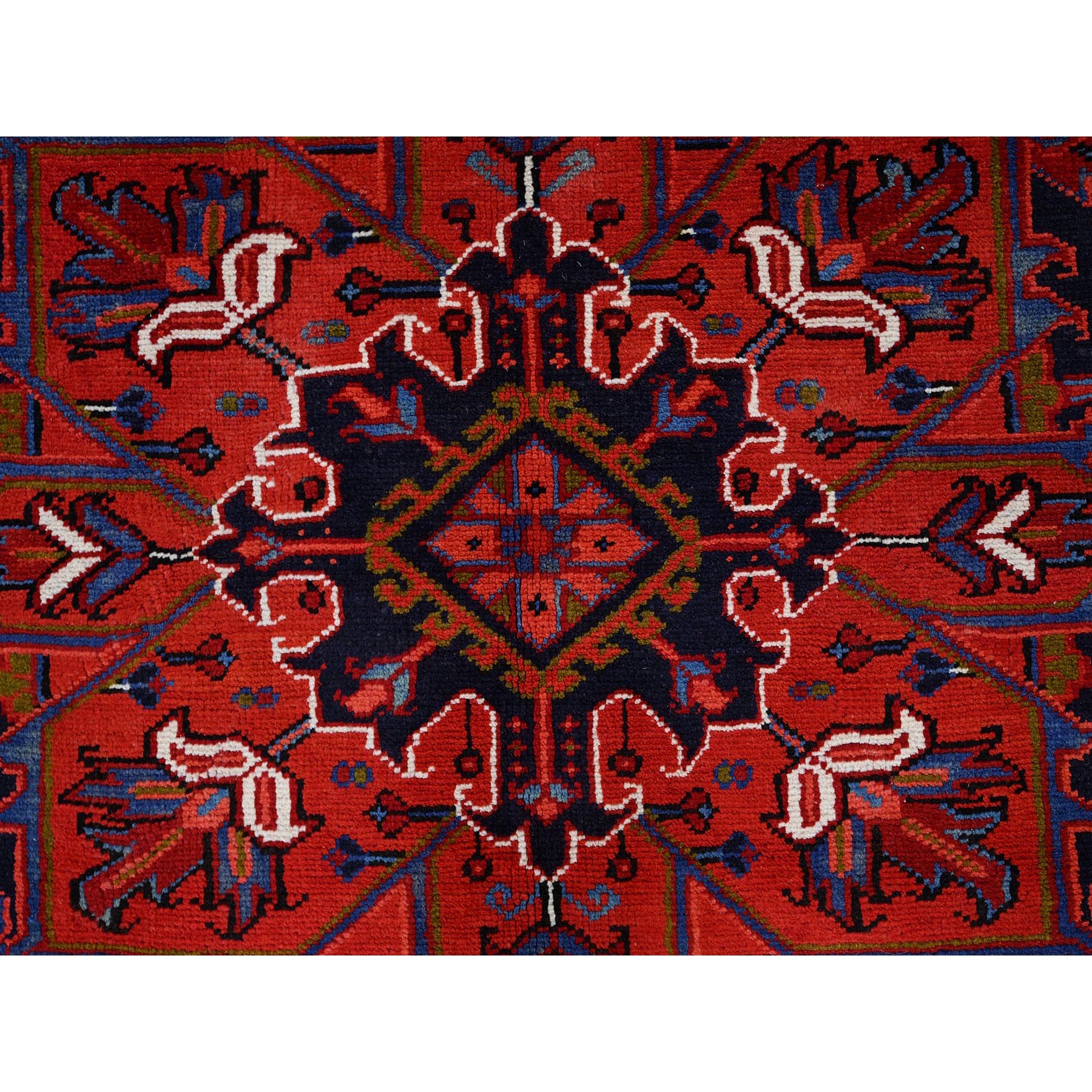 10'x12'9" Goji Berry Red, Hand Knotted 100% Wool, Semi Antique Persian Heriz Tribal Ambience, Good Condition, Oriental Rug Sh85889