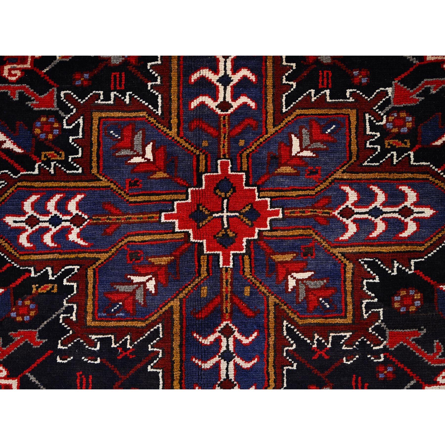 8'x11'3" Venetian Red, Good Condition, Hand Knotted Sides and Ends Professionally Secured, Cleaned, Semi Antique Evenly Worn Wool Persian Heriz with Tribal Ambience, Oriental Rug Sh85893