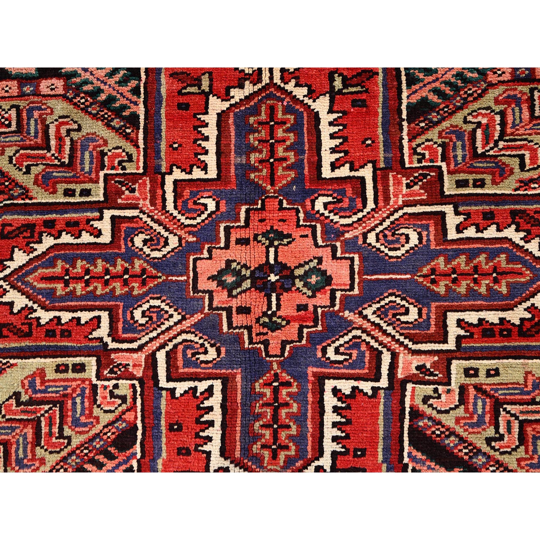 6'7"x9'3" Vivid Auburn Red, Hand Knotted Vintage Persian Evenly Worn Pure Wool Heriz, Good Condition, Sides and Ends Professionally Secured, Cleaned, Oriental Rug Sh85903