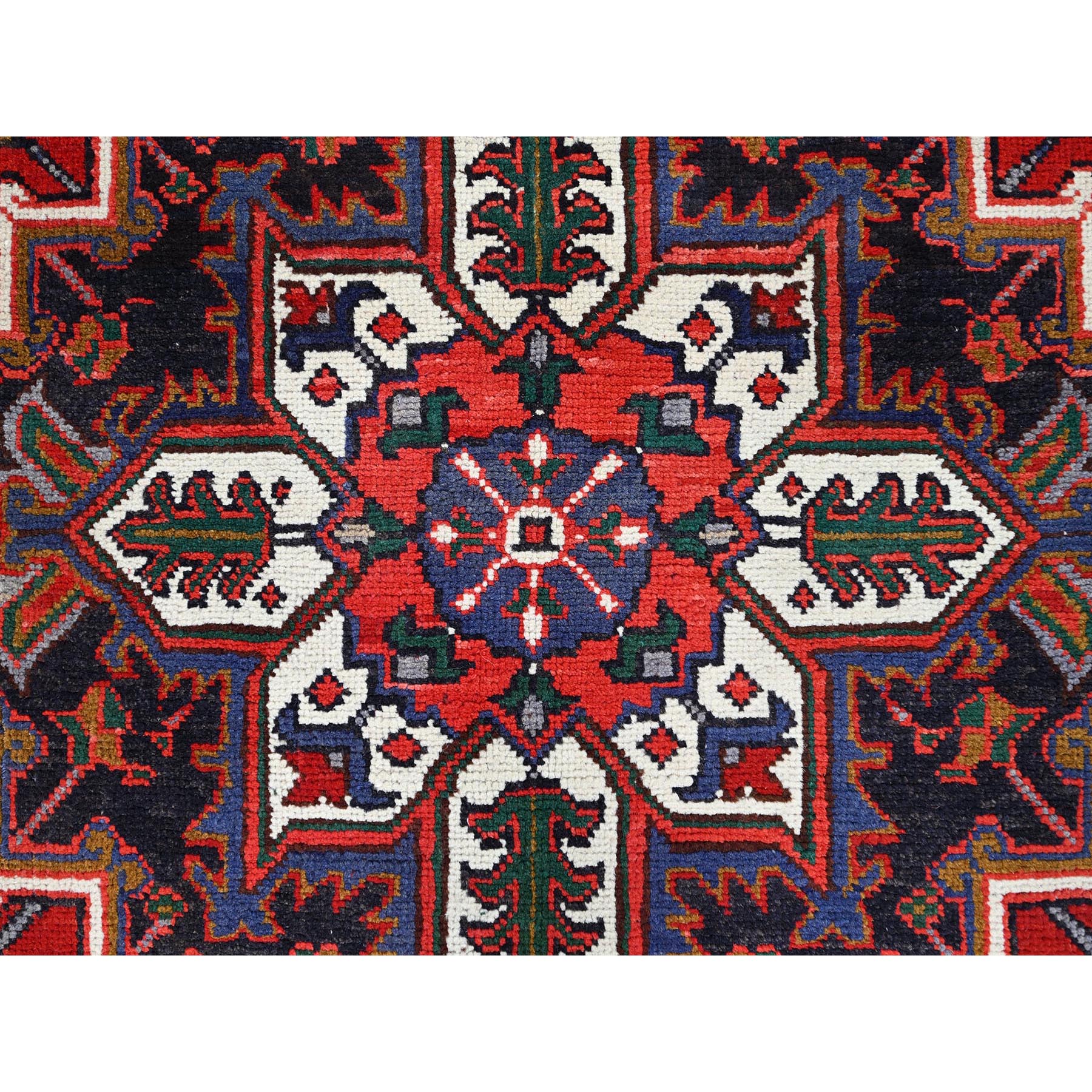 6'7"x9'2" Spanish Red, Semi Antique Persian Heriz, Organic Wool, Sides and Ends Professionally Secured, Cleaned, Hand Knotted Soft and Full Pile, Oriental Rug Sh85919