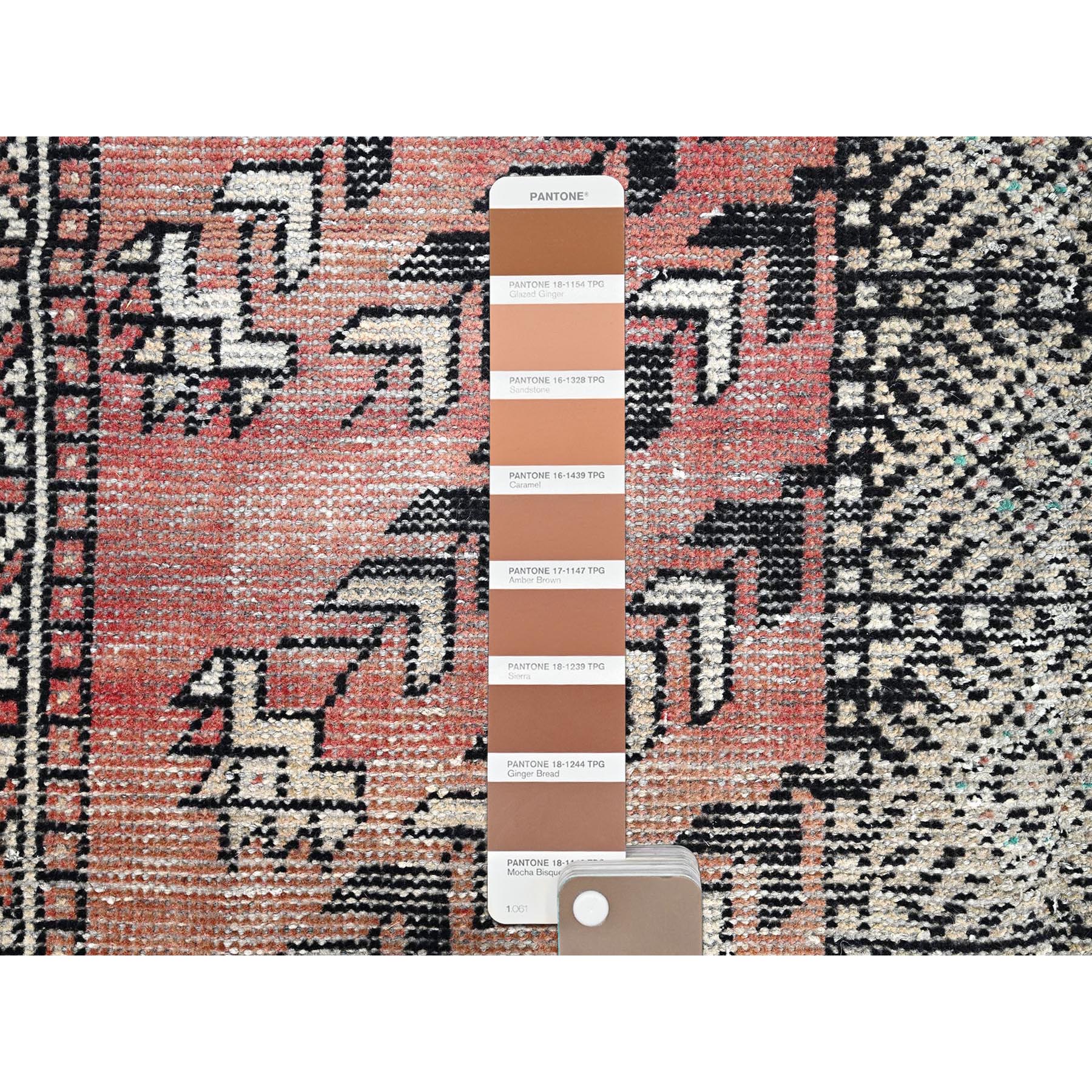 3'7"x6' Burnt Henna Brown, Semi Antique Persian Baluch Village Design, Vibrant Wool, Hand Knotted Evenly Worn Distressed Look, Sides and Ends Professionally Secured, Cleaned, Cropped Thin Great Condition, Oriental Rug Sh85974