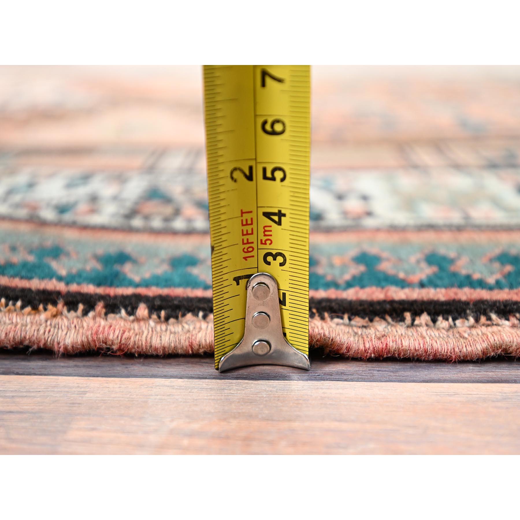 3'5"x10'2" Pastry Shell Brown, Evenly Worn Sheared Low Distressed, Semi Antique North West Persian, Hand Knotted, Organic Wool, Sides and Ends Professionally Secured, Cleaned, Wide and Long Runner, Oriental Rug Sh85988