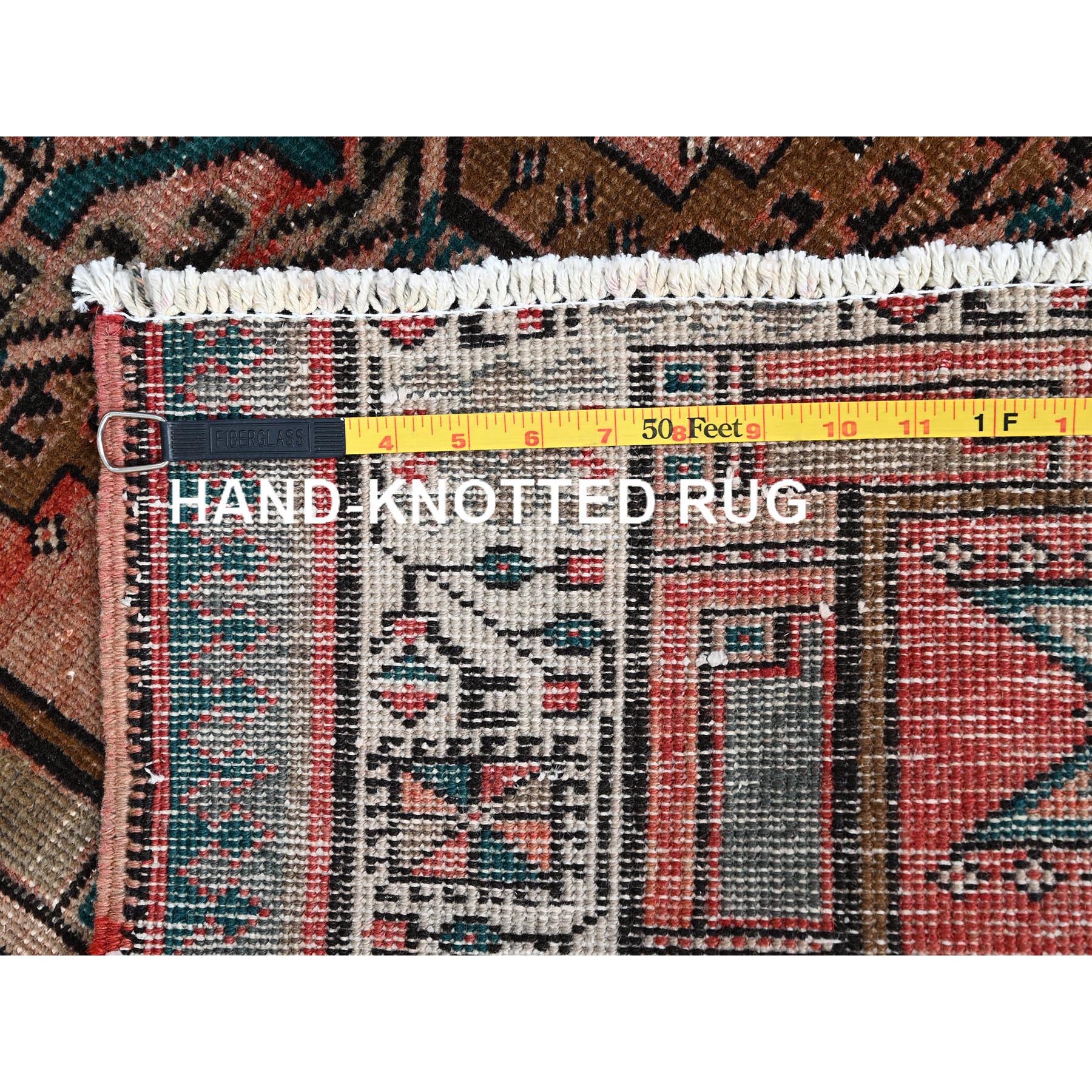 3'5"x10'2" Pastry Shell Brown, Evenly Worn Sheared Low Distressed, Semi Antique North West Persian, Hand Knotted, Organic Wool, Sides and Ends Professionally Secured, Cleaned, Wide and Long Runner, Oriental Rug Sh85988