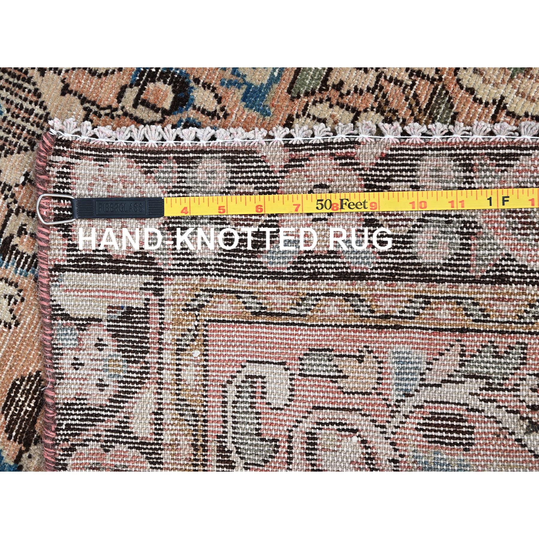 3'2"x6'7" Tumbleweed Brown, Semi Antique Persian Lilahan, Cropped Thin, Distressed Look, Evenly Worn Hand Knotted, Pure Wool, Professionally Secured and Cleaned, Wide Runner Oriental Rug Sh86000