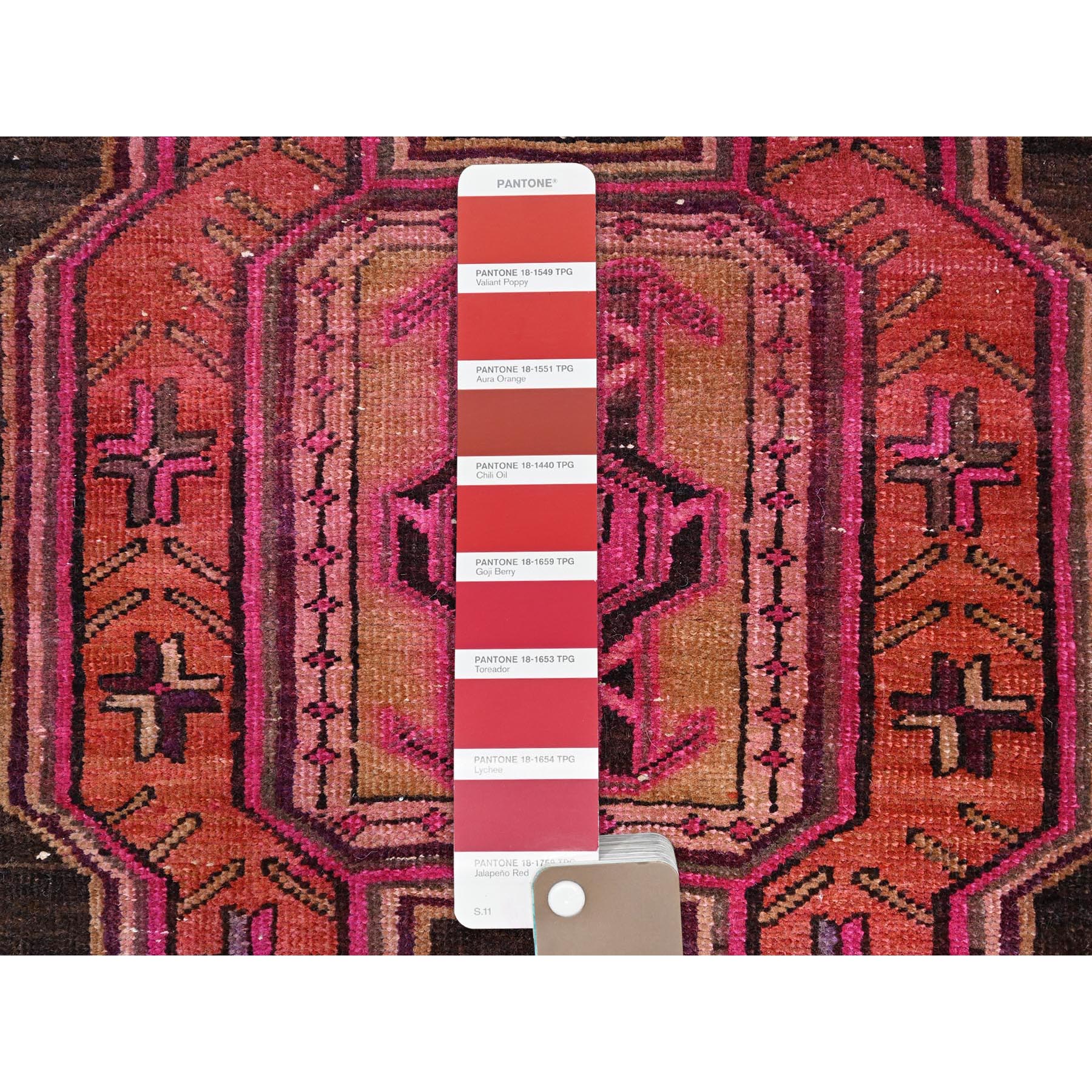 2'10"x10'1" Amour Red, Natural Wool, Good Condition and Sheared Low, Vintage Northwest Persian With Small Animal Figurines, Professionally Cleaned, Hand Knotted, Distressed Look, Evenly Worn, Oriental Wide and Long Runner, Rug Sh86011