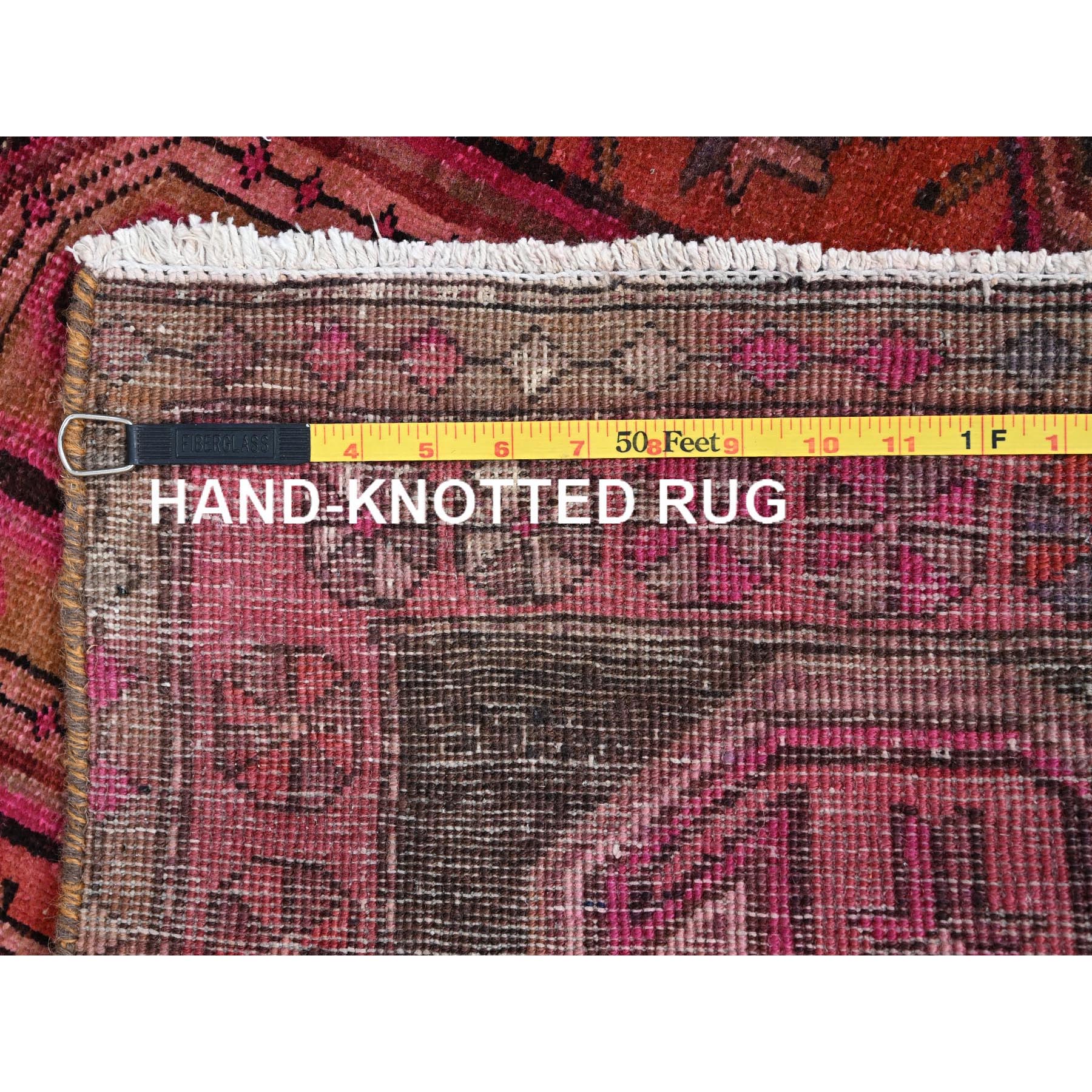 2'10"x10'1" Amour Red, Natural Wool, Good Condition and Sheared Low, Vintage Northwest Persian With Small Animal Figurines, Professionally Cleaned, Hand Knotted, Distressed Look, Evenly Worn, Oriental Wide and Long Runner, Rug Sh86011