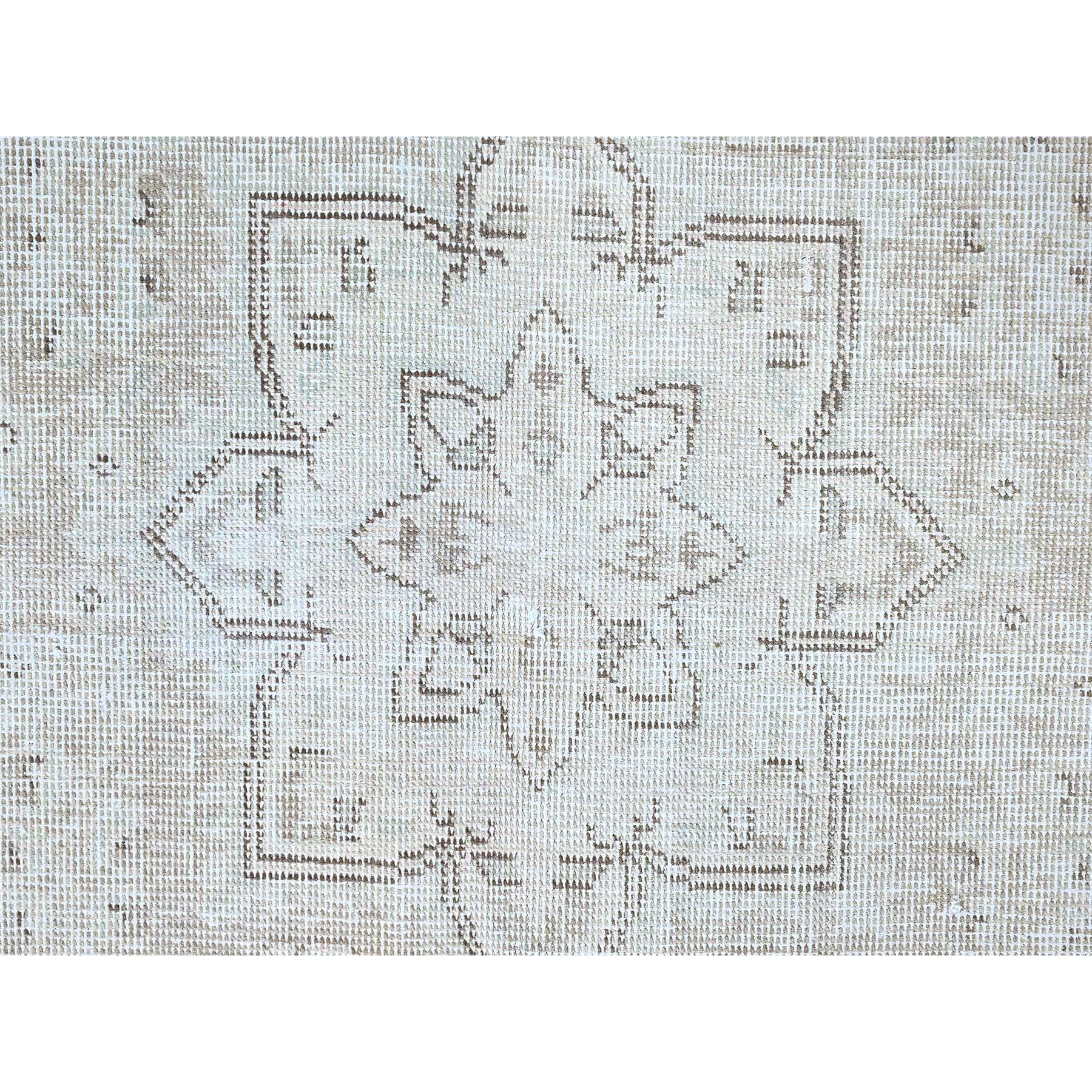 6'2"x8'8" Origami White, White Wash Vintage Persian Tabriz With Pink Highlights, Seared Low, Cropped Thin, Good Condition, Sides and Ends Professionally Secured, Cleaned, Hand Knotted Evenly Worn 100% Wool, Oriental Rug Sh86097