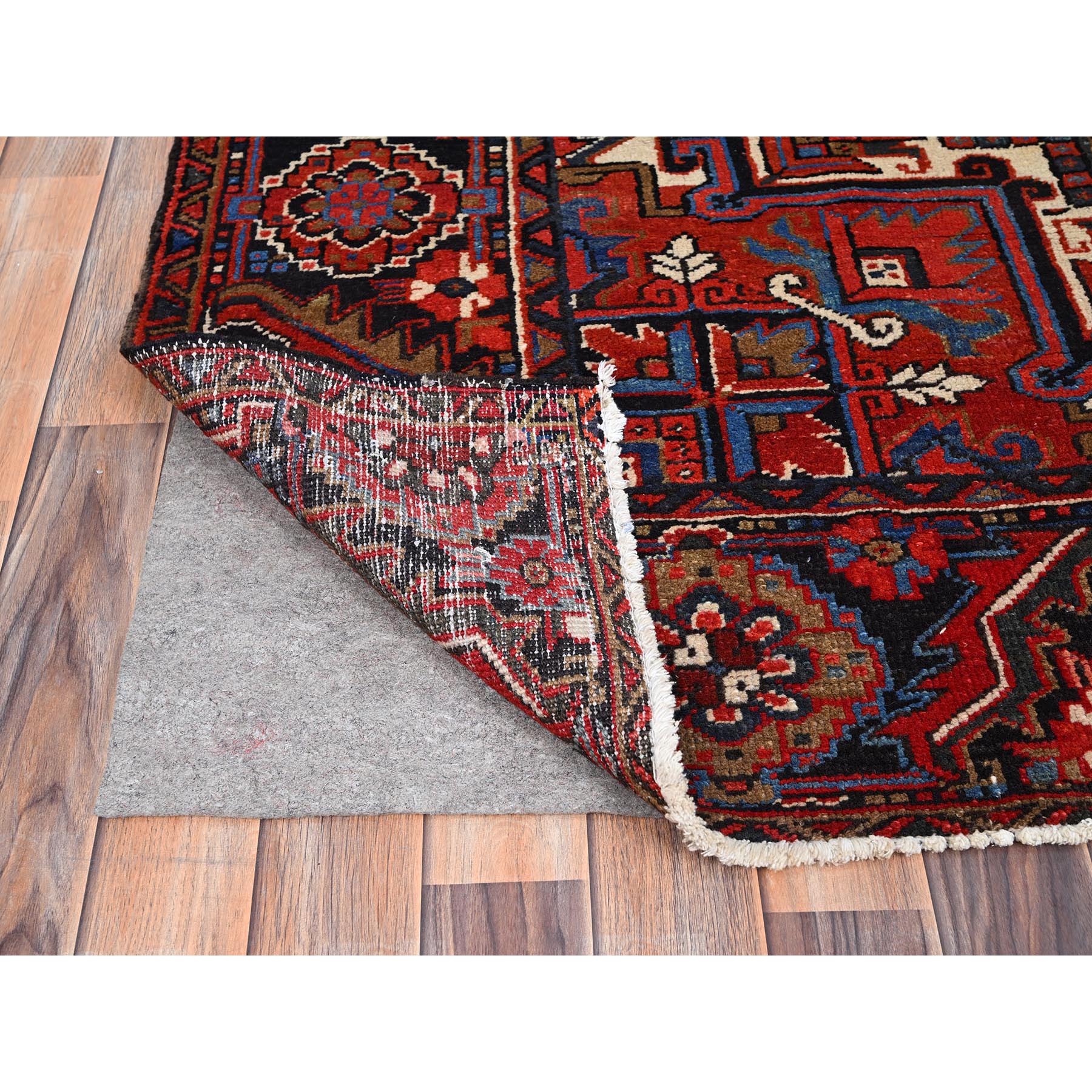 7'9"x11'3" Venetian Red, Semi Antique Persian Heriz, Good Condition, Pure Wool, Hand Knotted, Sides and Ends Professionally Secured, Cleaned, Oriental Rug Sh86141
