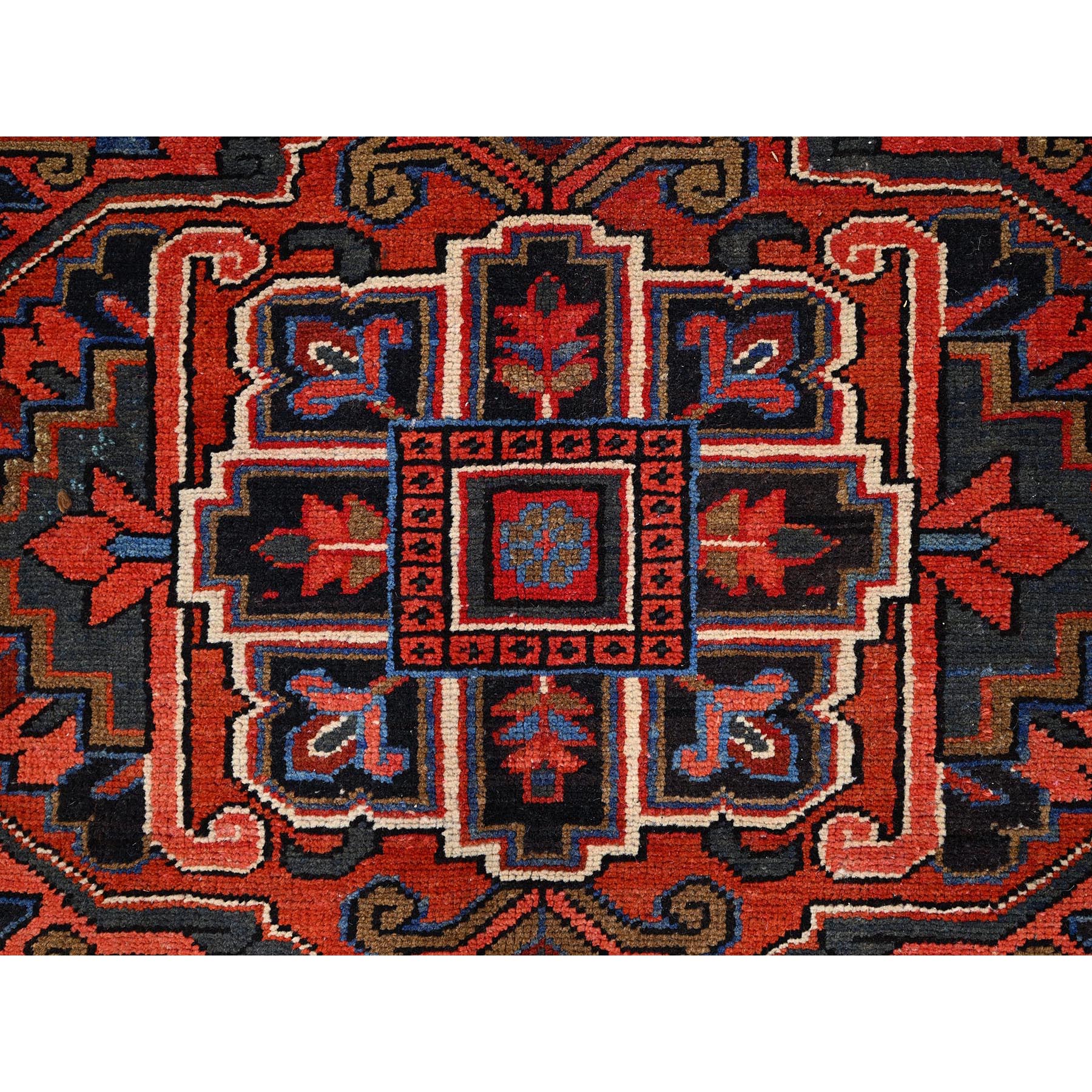 7'9"x11'3" Venetian Red, Semi Antique Persian Heriz, Good Condition, Pure Wool, Hand Knotted, Sides and Ends Professionally Secured, Cleaned, Oriental Rug Sh86141