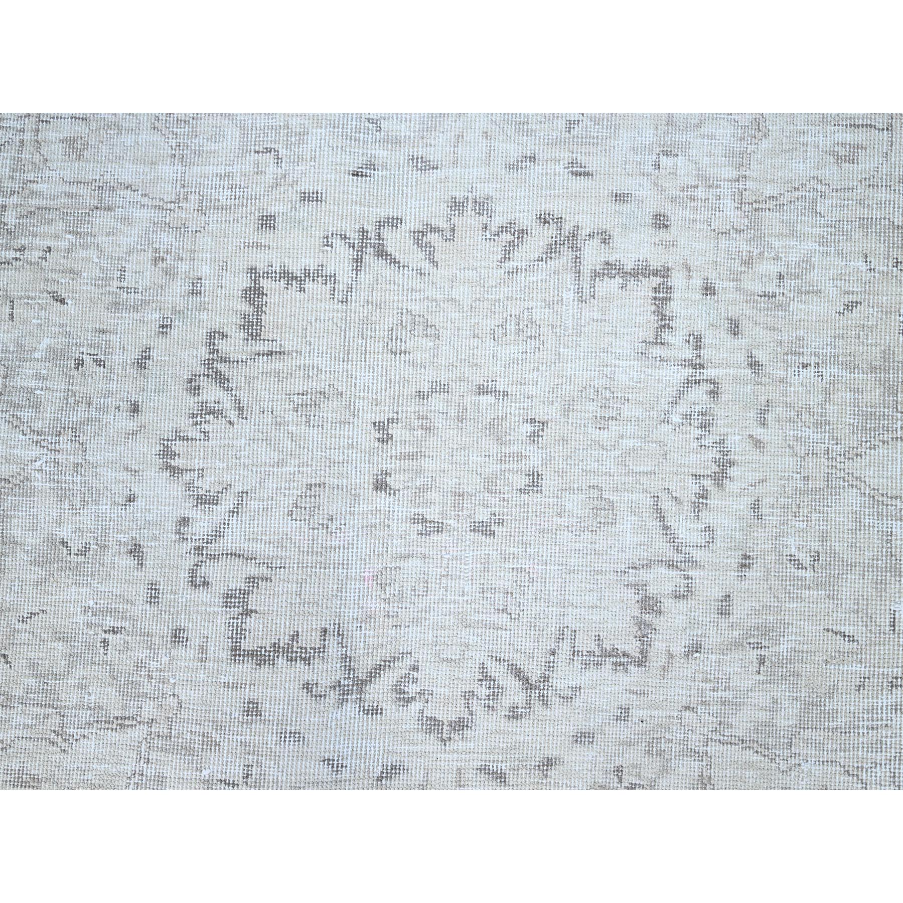 9'4"x12'1" Intense White, Vintage Persian Tabriz, Seared Low, Cropped Thin, Great Condition, Sides and Ends Professionally Secured, Cleaned, Hand Knotted Evenly Worn 100% Wool, Oriental Rug Sh86192