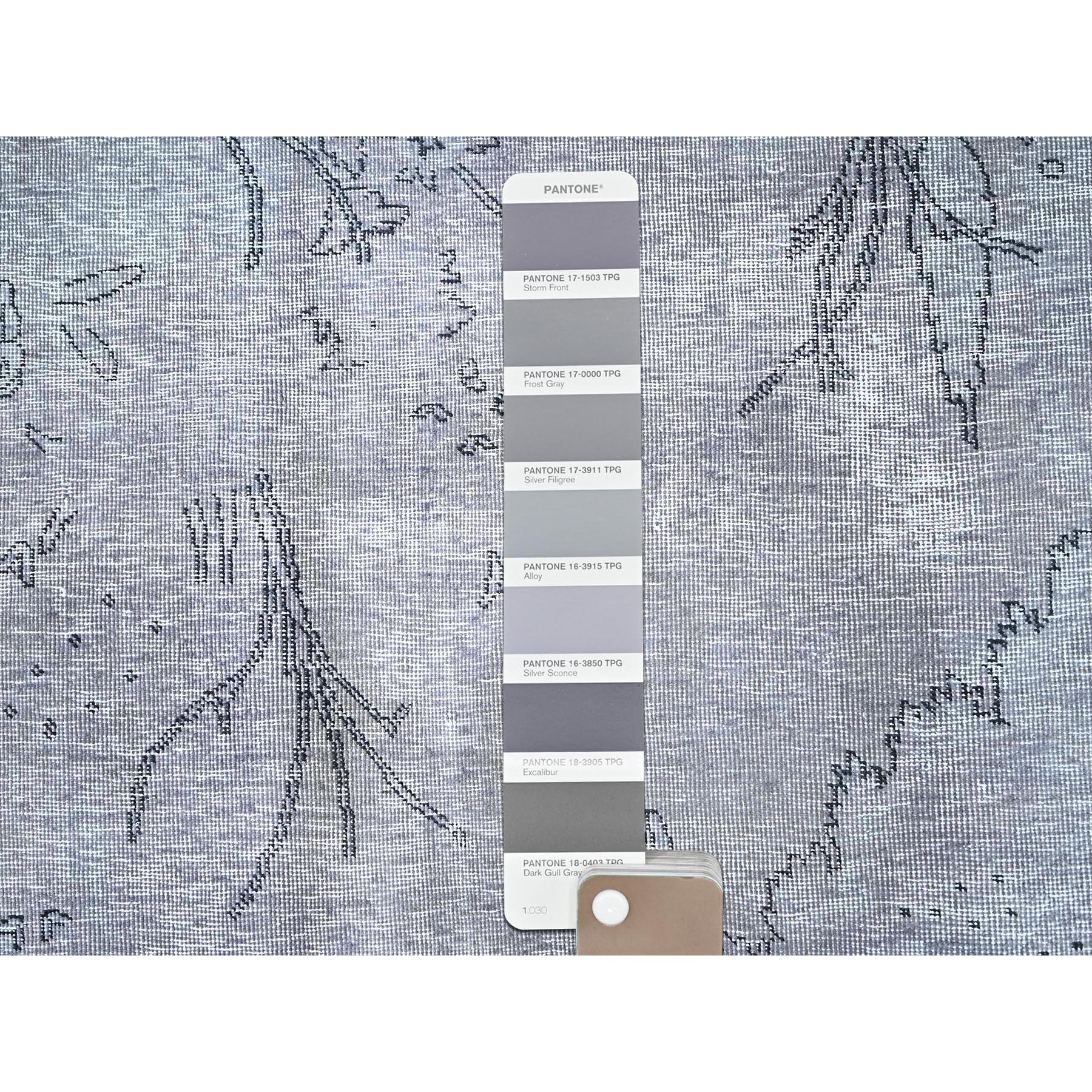 9'6"x12'4" Silver Sconce Gray, Hand Knotted Distressed Vintage Persian Tabriz, Silver Wash Great Condition, Sheared Low, Sides and Ends Secured, Professionally Cleaned, All Wool Evenly Worn, Oriental Rug Sh86193