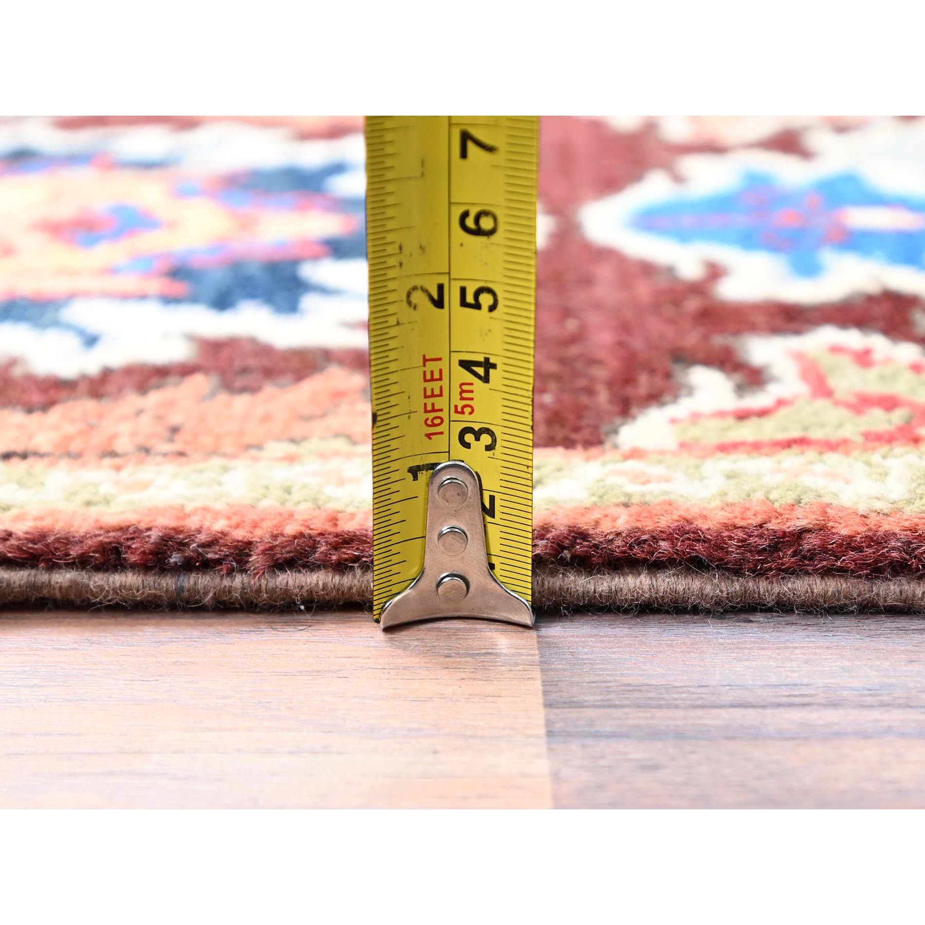 2'x3' Coffee Brown, Hand Knotted Special Kazak with Geometric Design, Natural Dyes, 100% Wool, Oriental, Mat Rug Sh86225